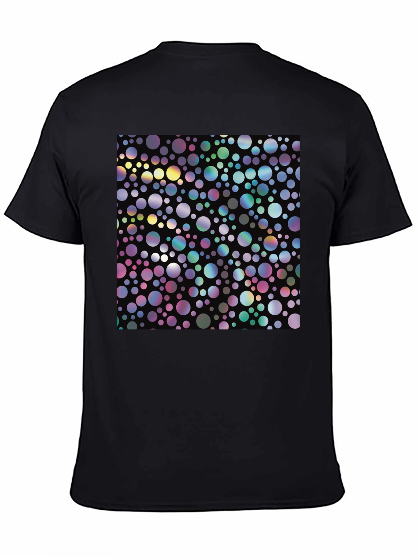 Black Colorful Circle Pattern Black T-Shirt view 4