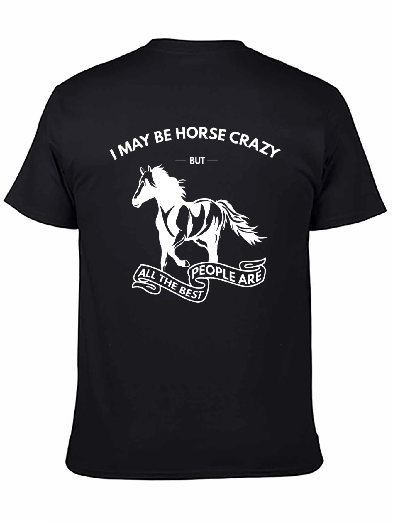 Black Horse Crazy Graphic Tee - Unisex Black T-Shirt view 4