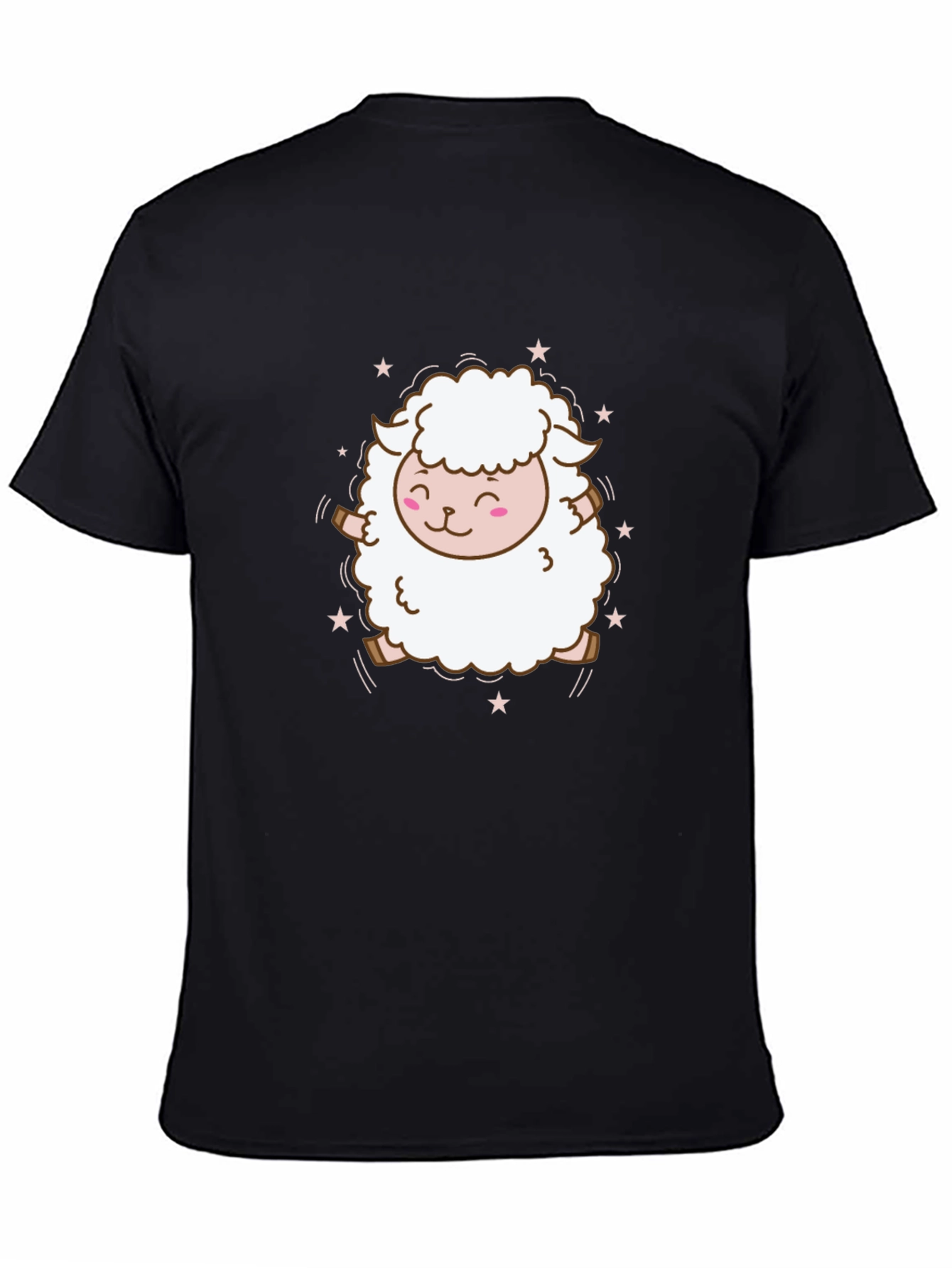 Black Cute Sheep Graphic Tee - Soft Cotton Blend view 4