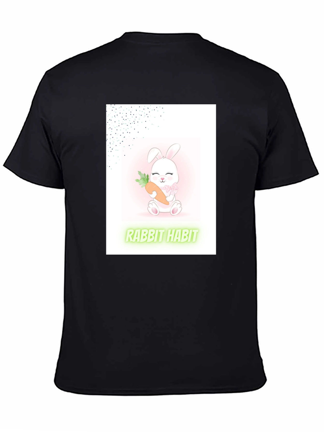 Black Cute Rabbit Habit Graphic Tee - Trendy Unisex T-Shirt view 4