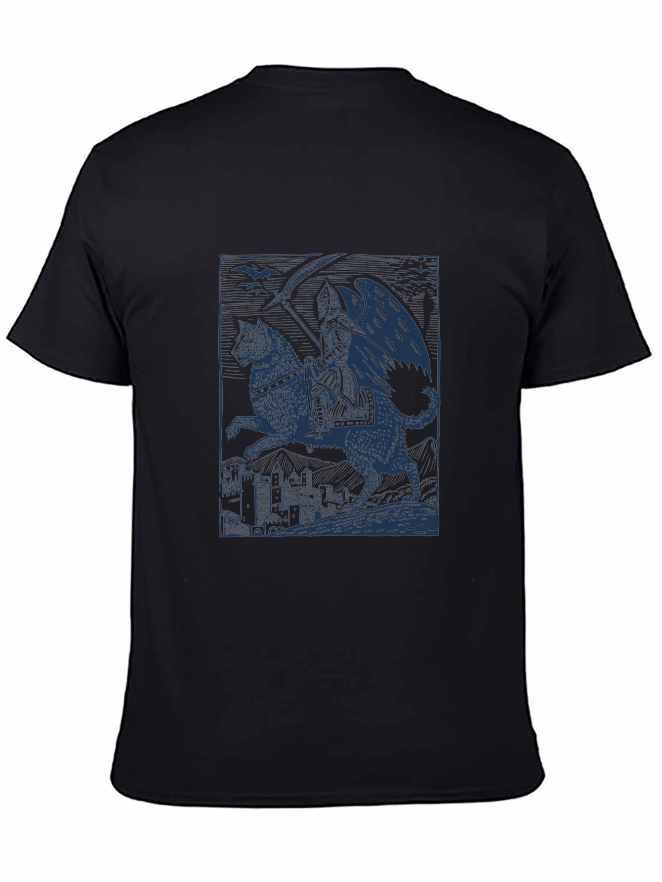 Grim Reaper Wolf Rider Graphic Tee - Black Cotton - 4