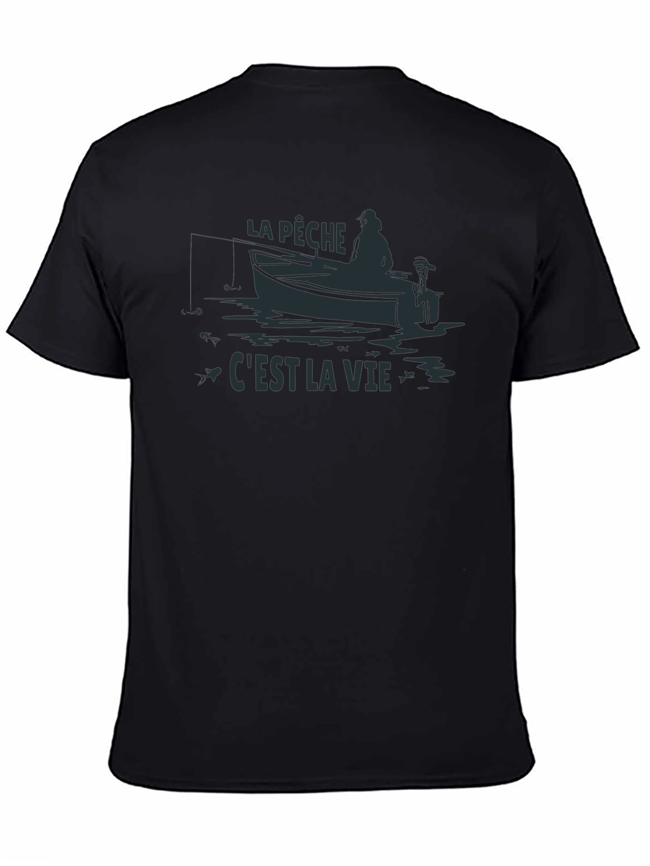 Black La Pêche C'est La Vie Fishing T-Shirt view 4