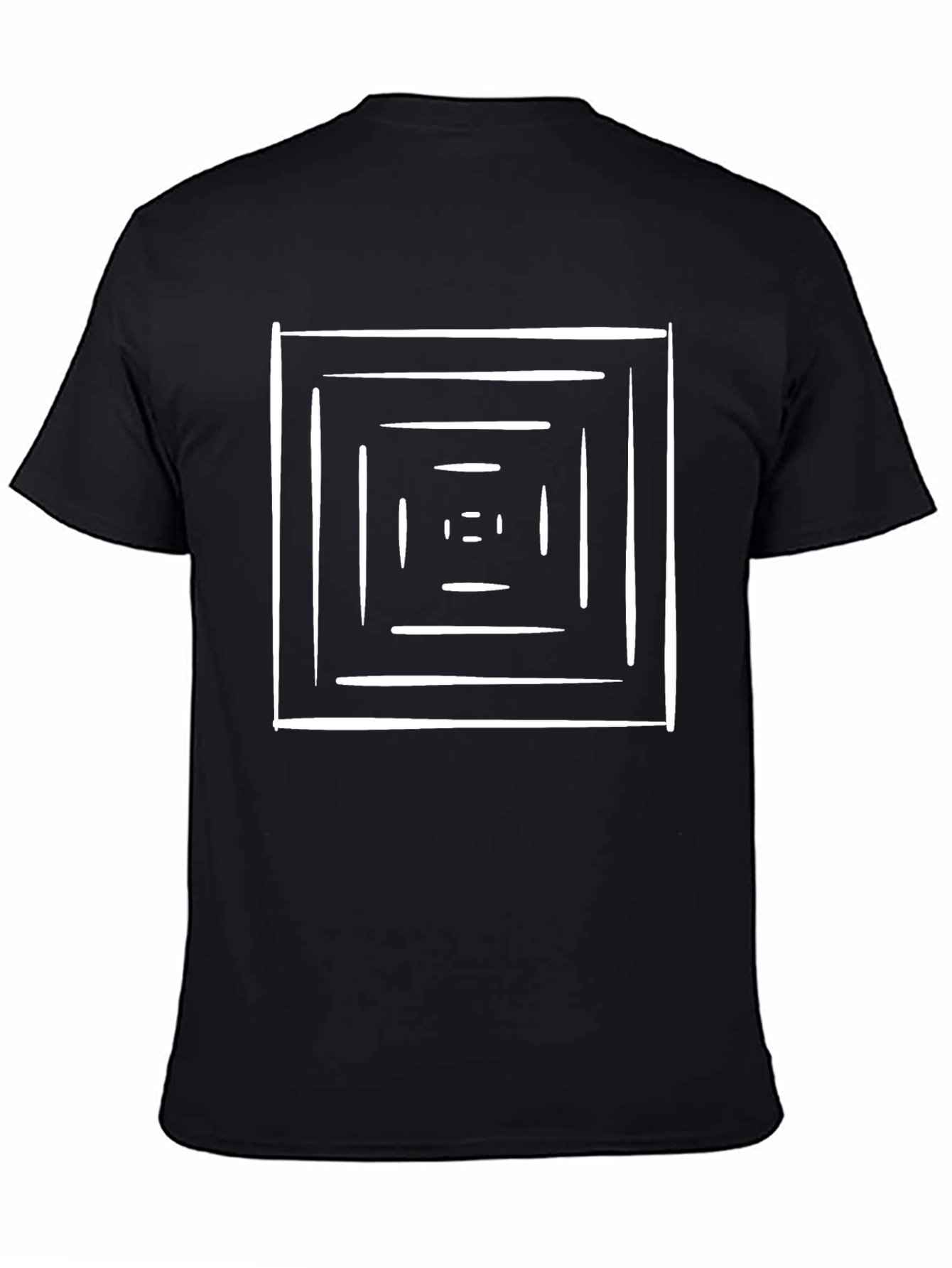 Black Optical Illusion Tee - Square Vortex Design view 4
