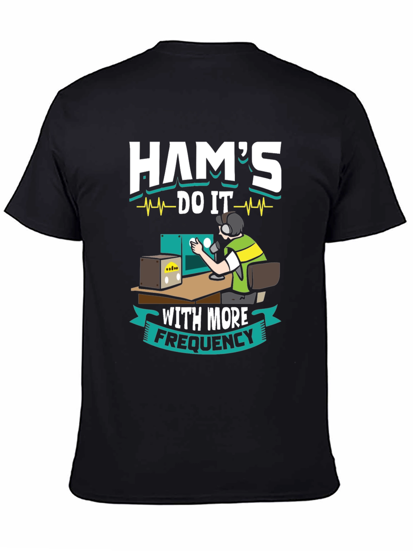 Black Ham Radio Operator Funny Graphic T-Shirt view 4