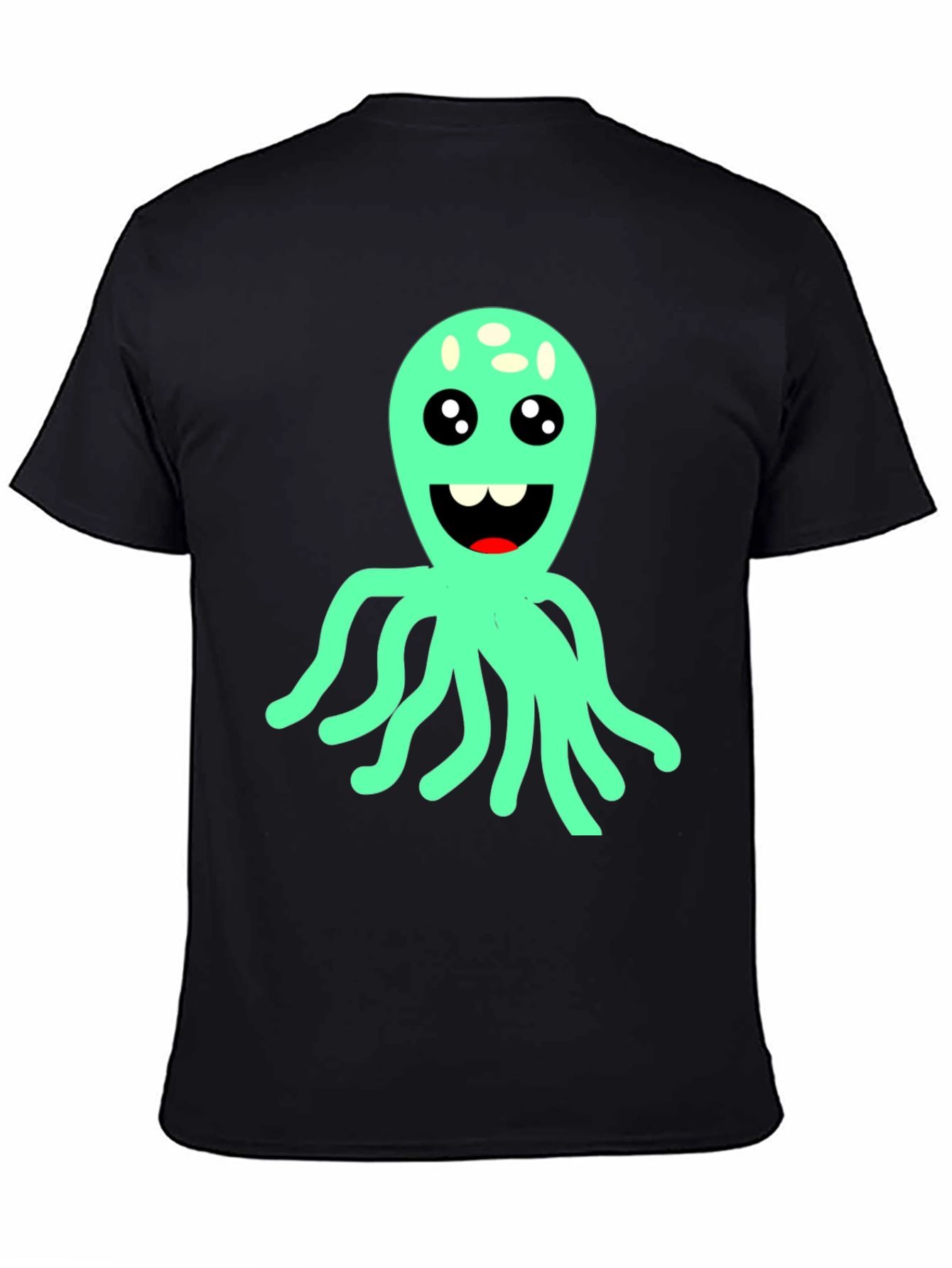 Black Cute Octopus Graphic T-Shirt - Black view 4