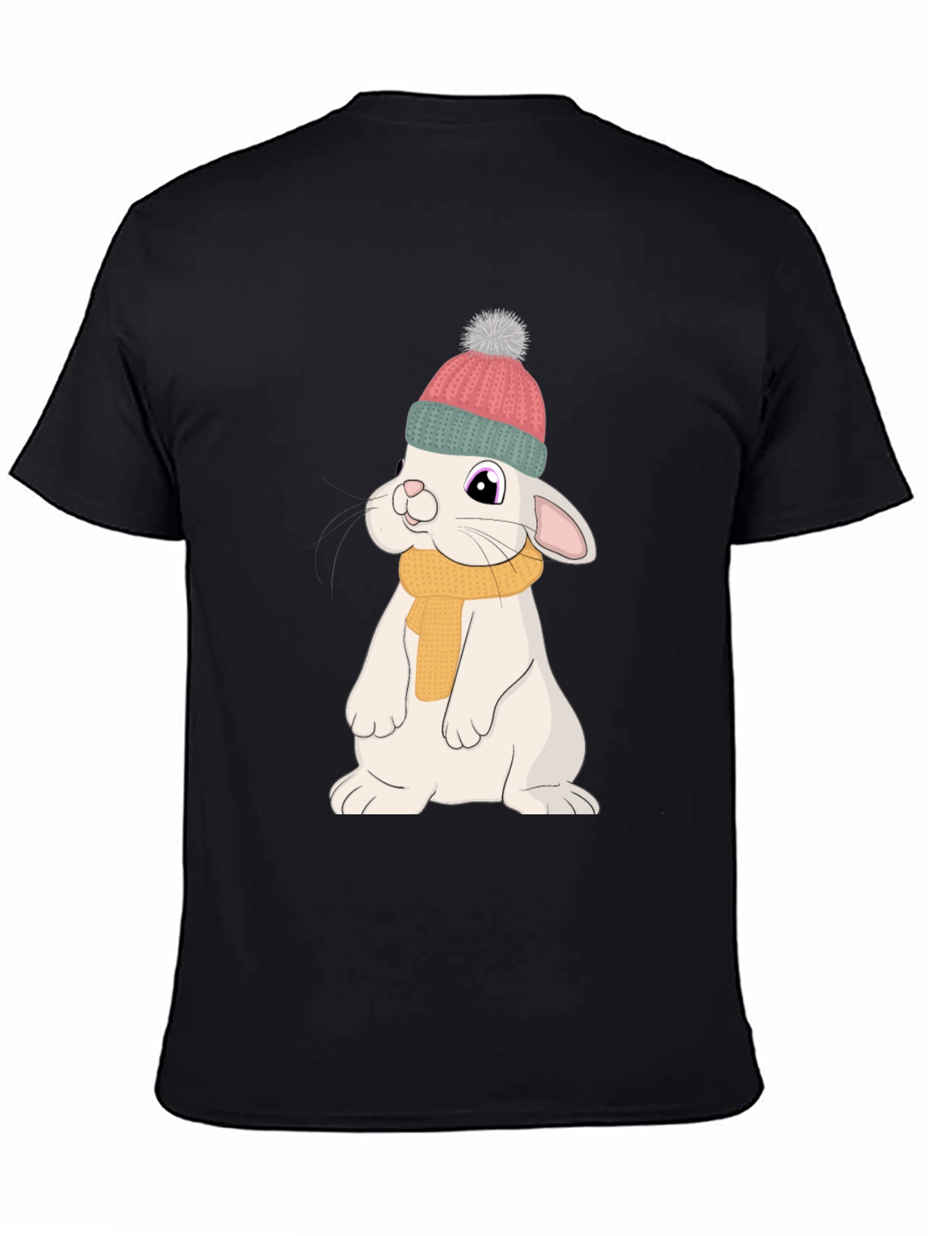 Black Cute Rabbit T-Shirt - Cartoon Bunny Graphic Tee view 4