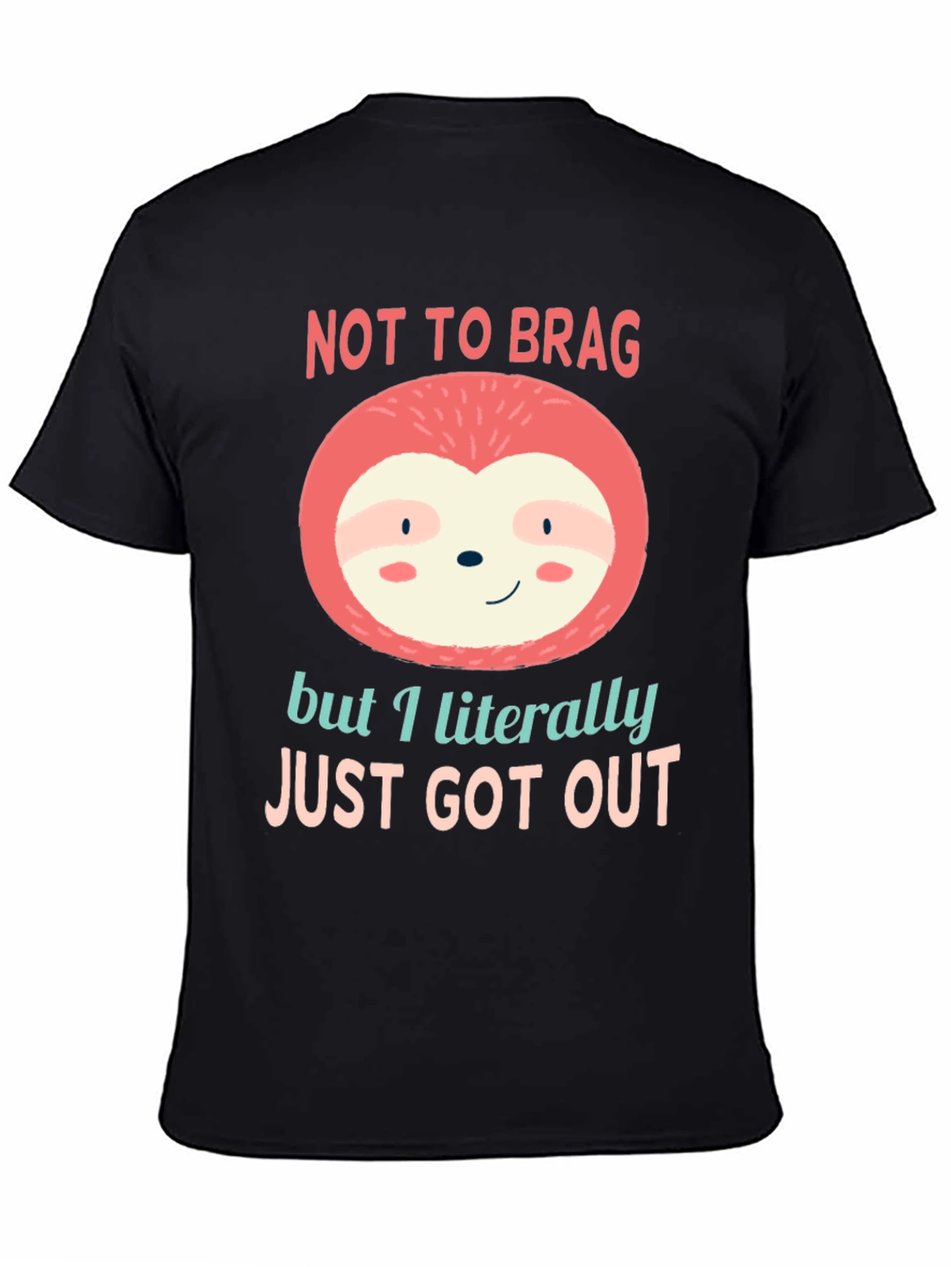 Black Not to Brag Sloth T-Shirt view 4