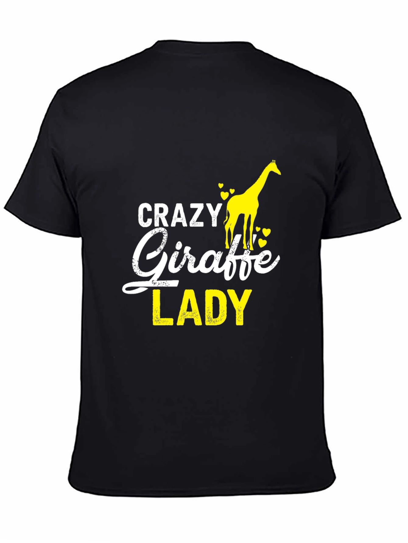 Black Crazy Giraffe Lady T-Shirt - Funny Animal Lover Tee view 4