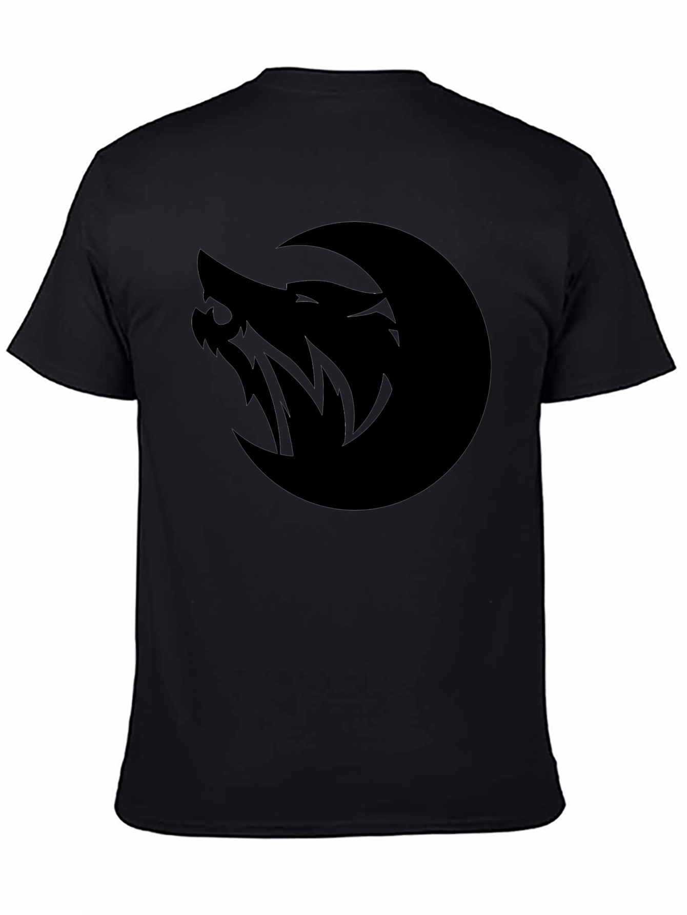 Black Wolf Moon Graphic Tee - Black Cotton T-Shirt view 4