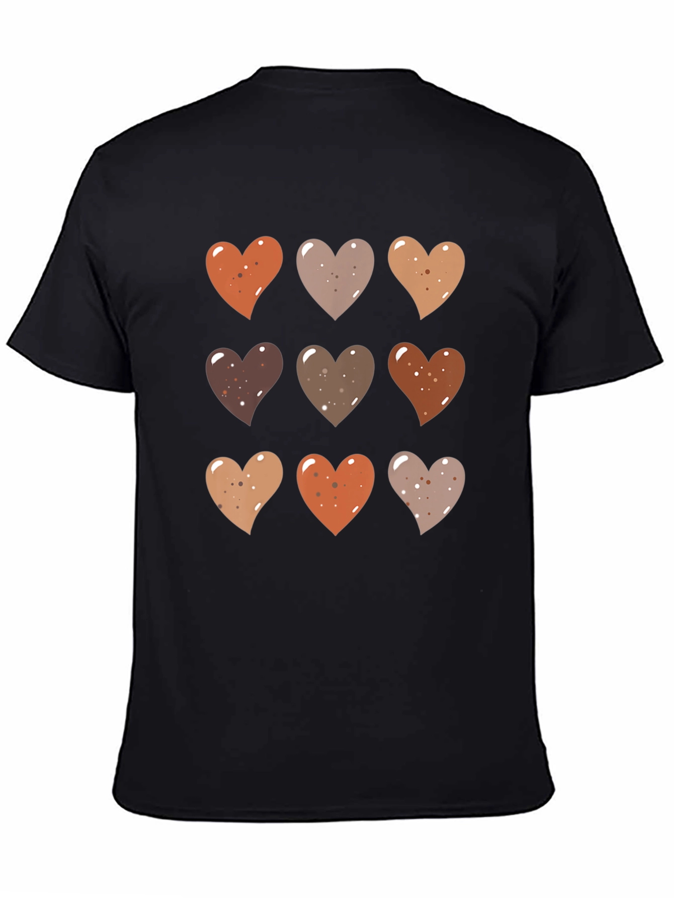 Black Heart Pattern T-Shirt - Stylish Casual Wear view 4