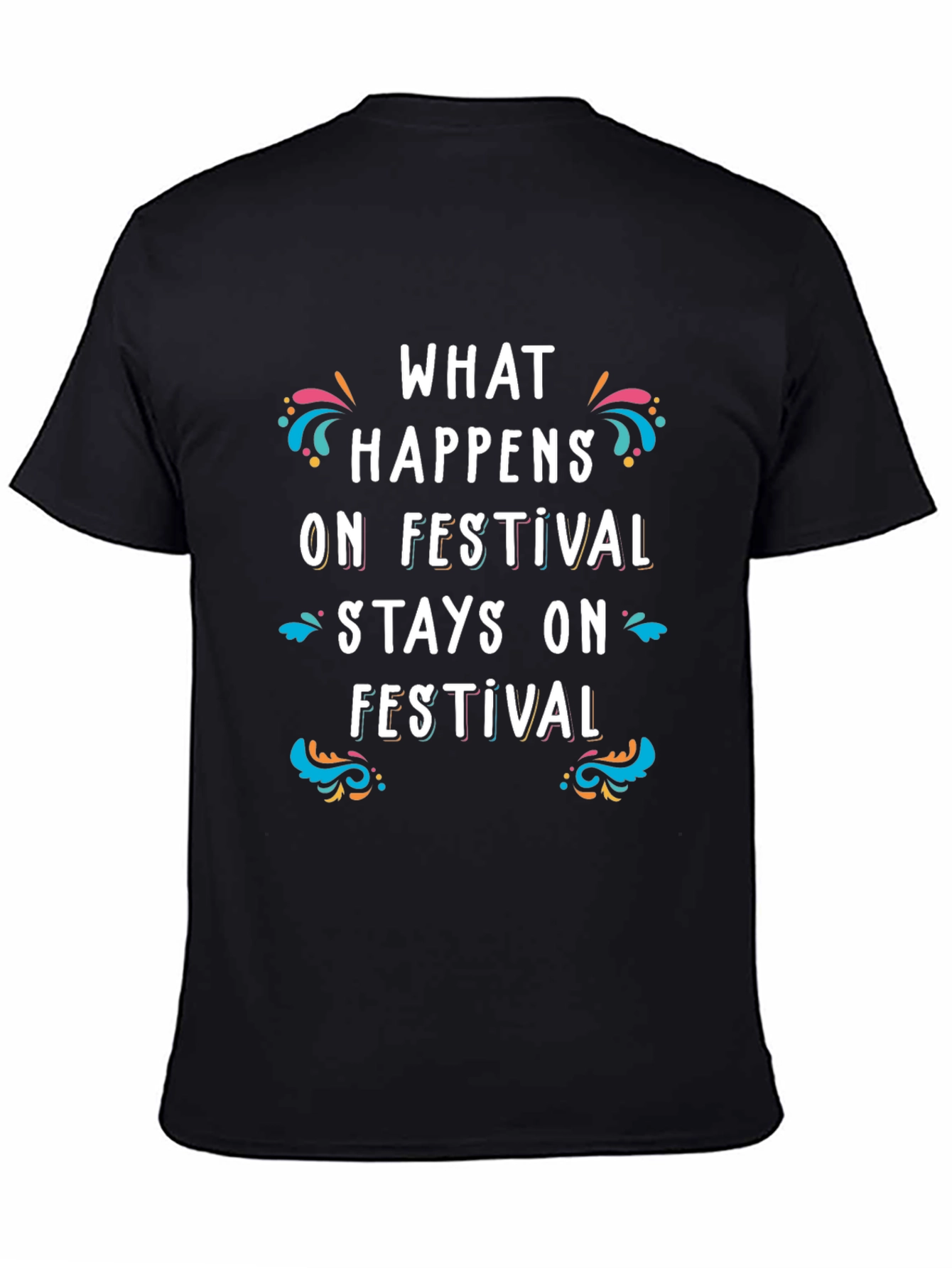 Black Festival Vibes Black Graphic T-Shirt view 4