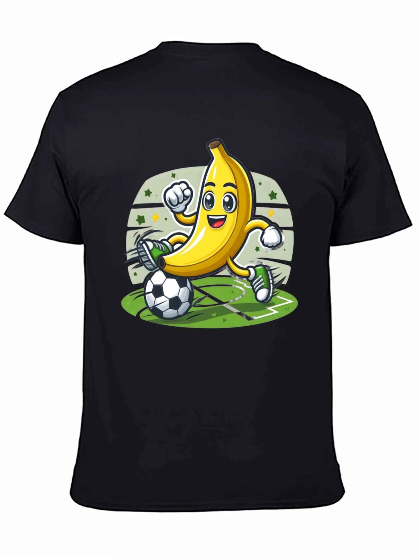 Black Funny Banana Soccer Player T-Shirt view 4