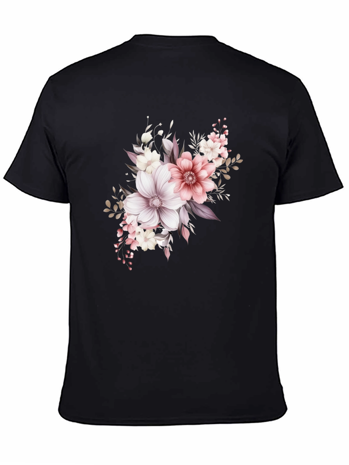 Black Floral Print Black T-Shirt view 4