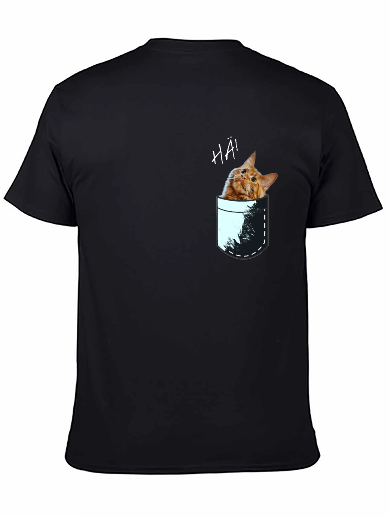 Black Cat Pocket Graphic Tee - Quirky Men's T-Shirt view 4
