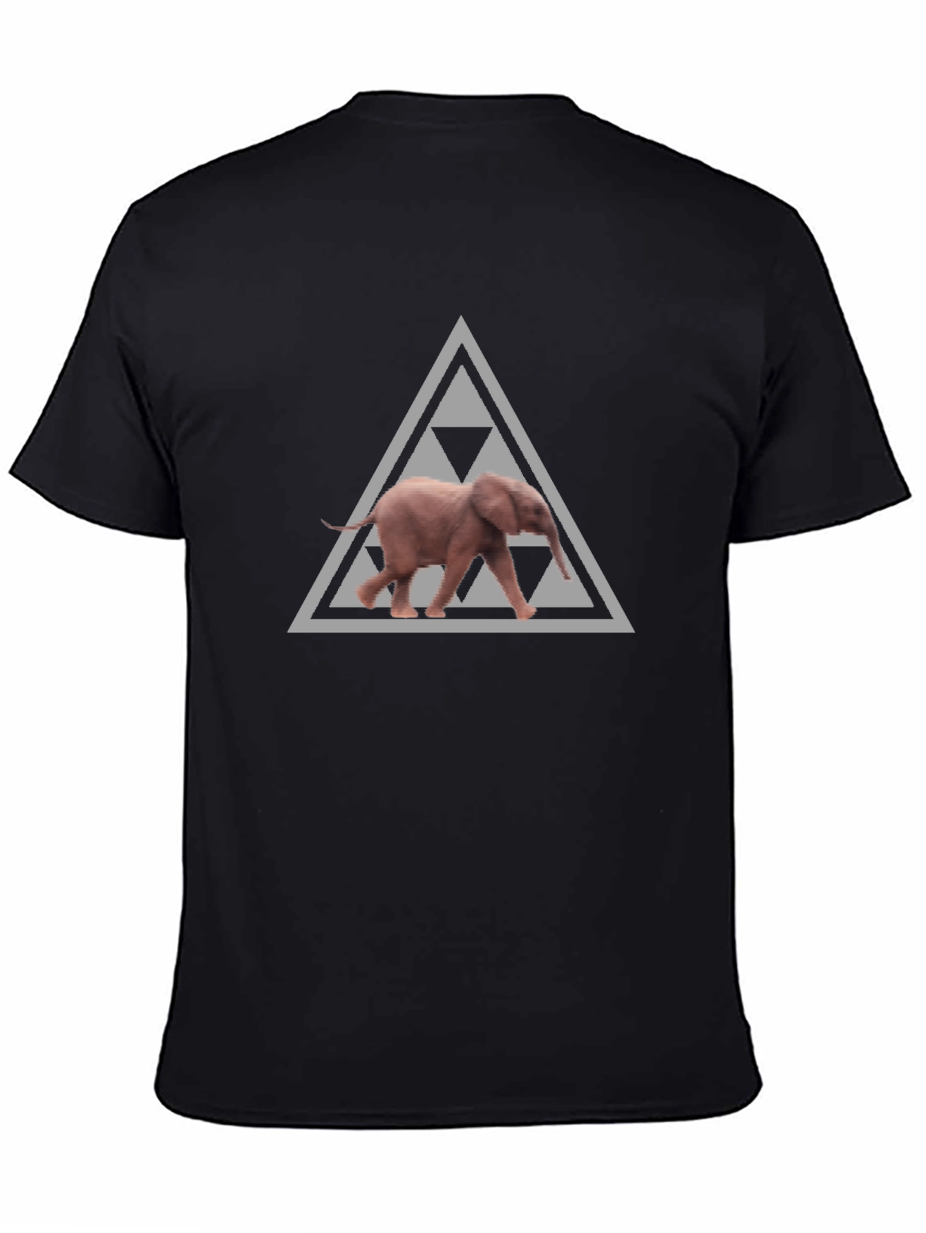 Black Elephant Triforce Graphic Print Black T-Shirt view 4