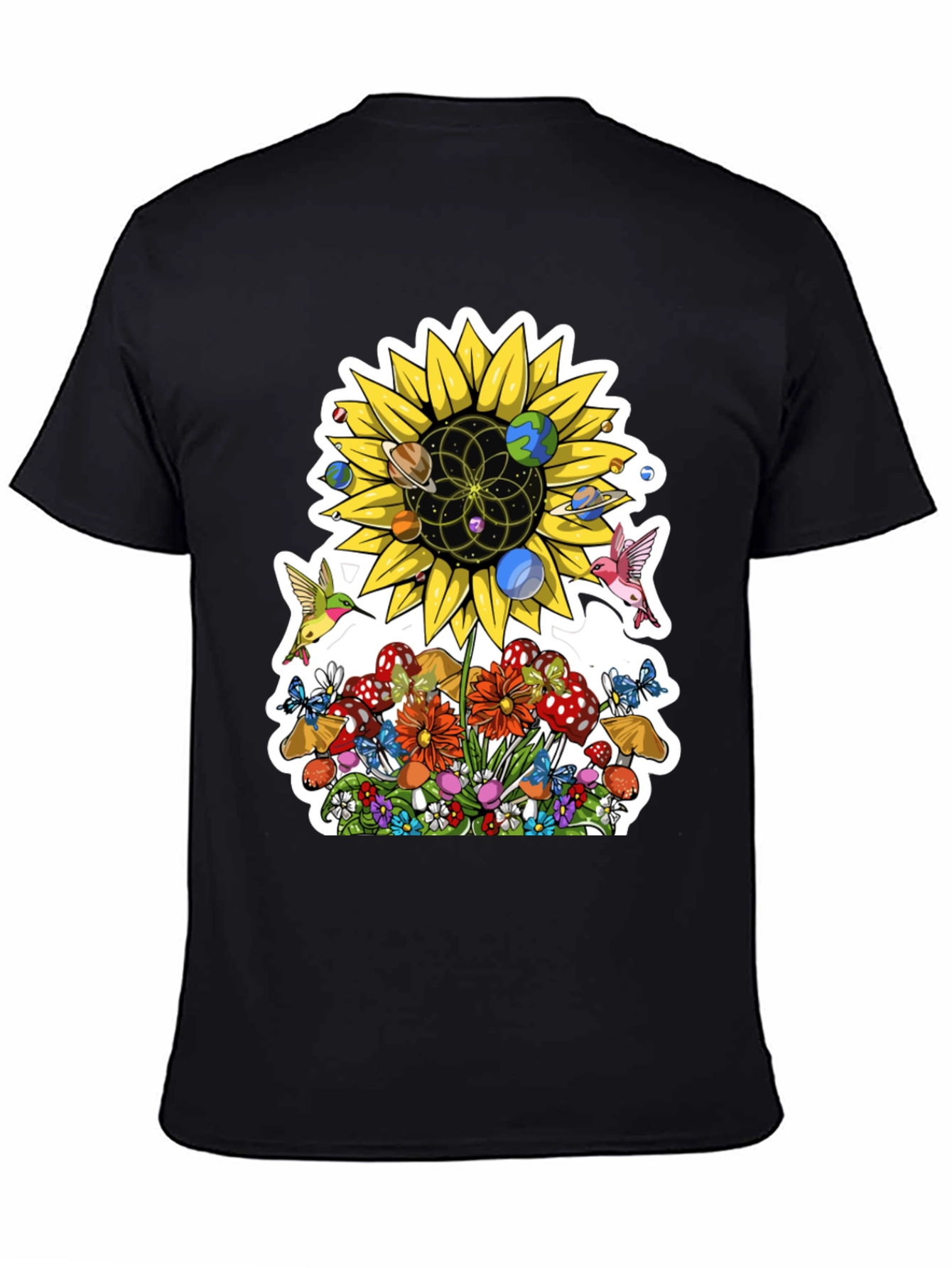 Black Nature Print Graphic Tee view 4