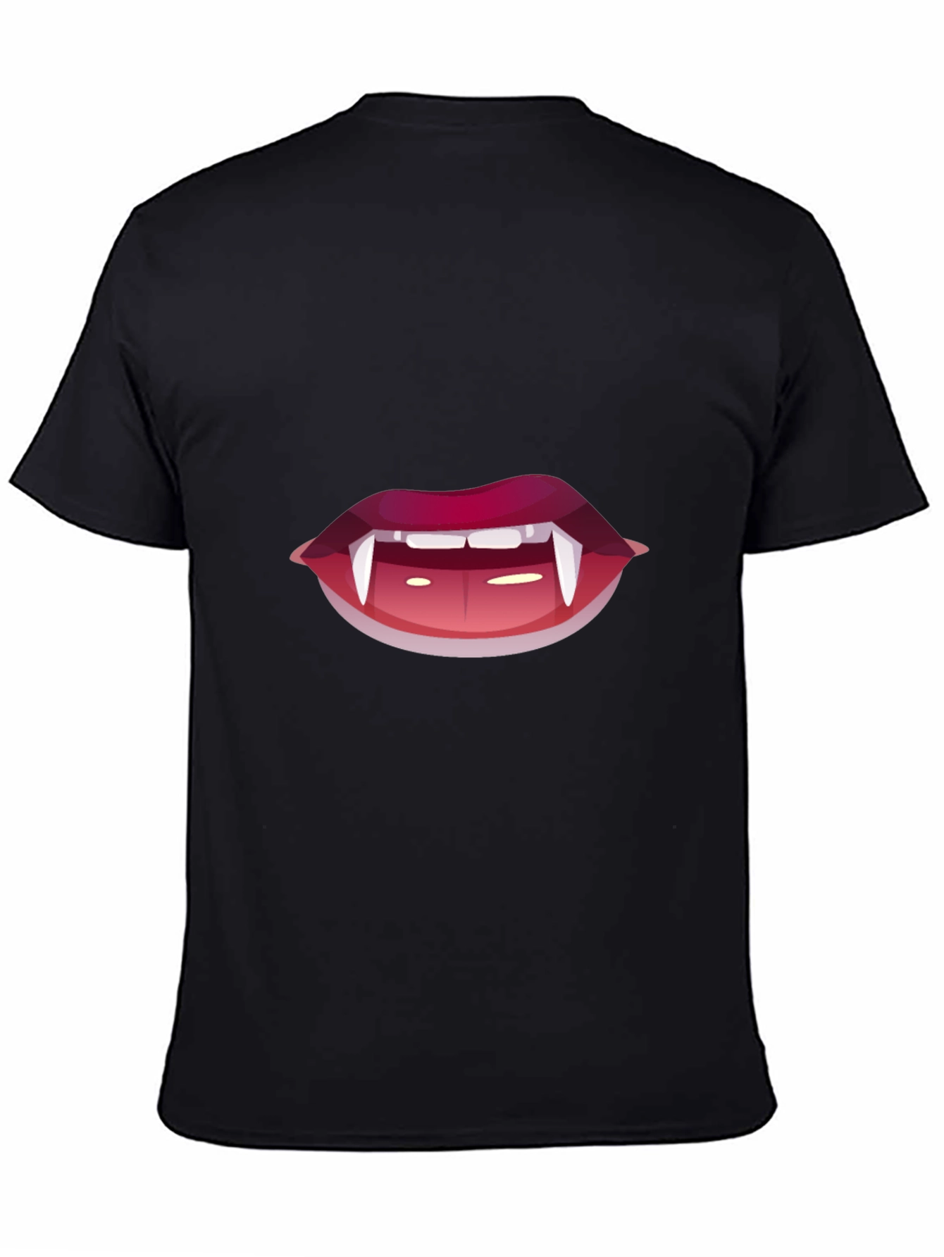 Black Vampire Lips Graphic Tee - Black Cotton T-Shirt view 4
