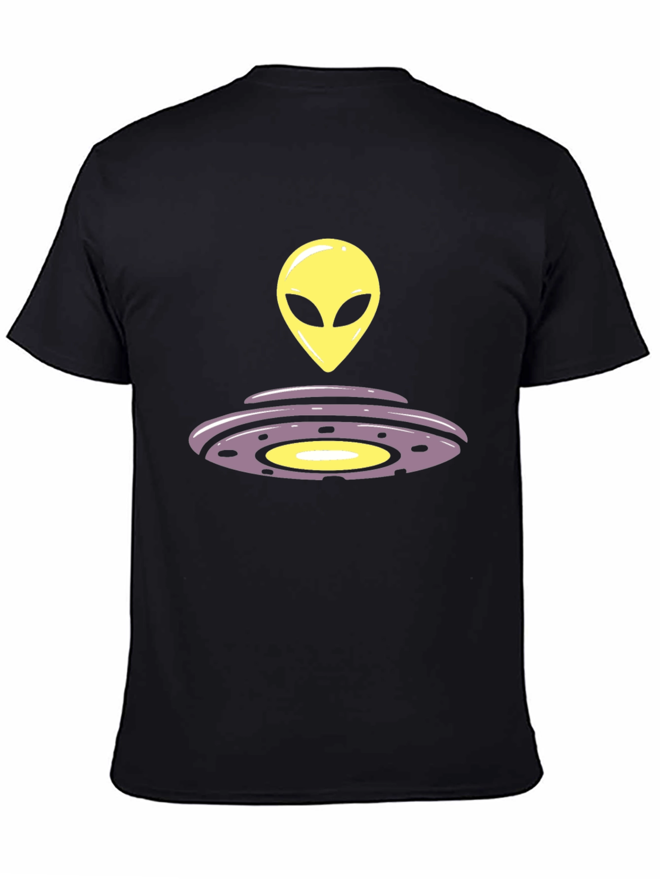 Black Alien UFO Graphic Tee - Black Casual T-Shirt view 4