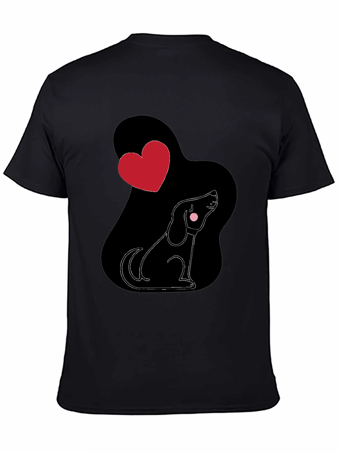 Black Dog Lover T-Shirt, Heart Design view 4
