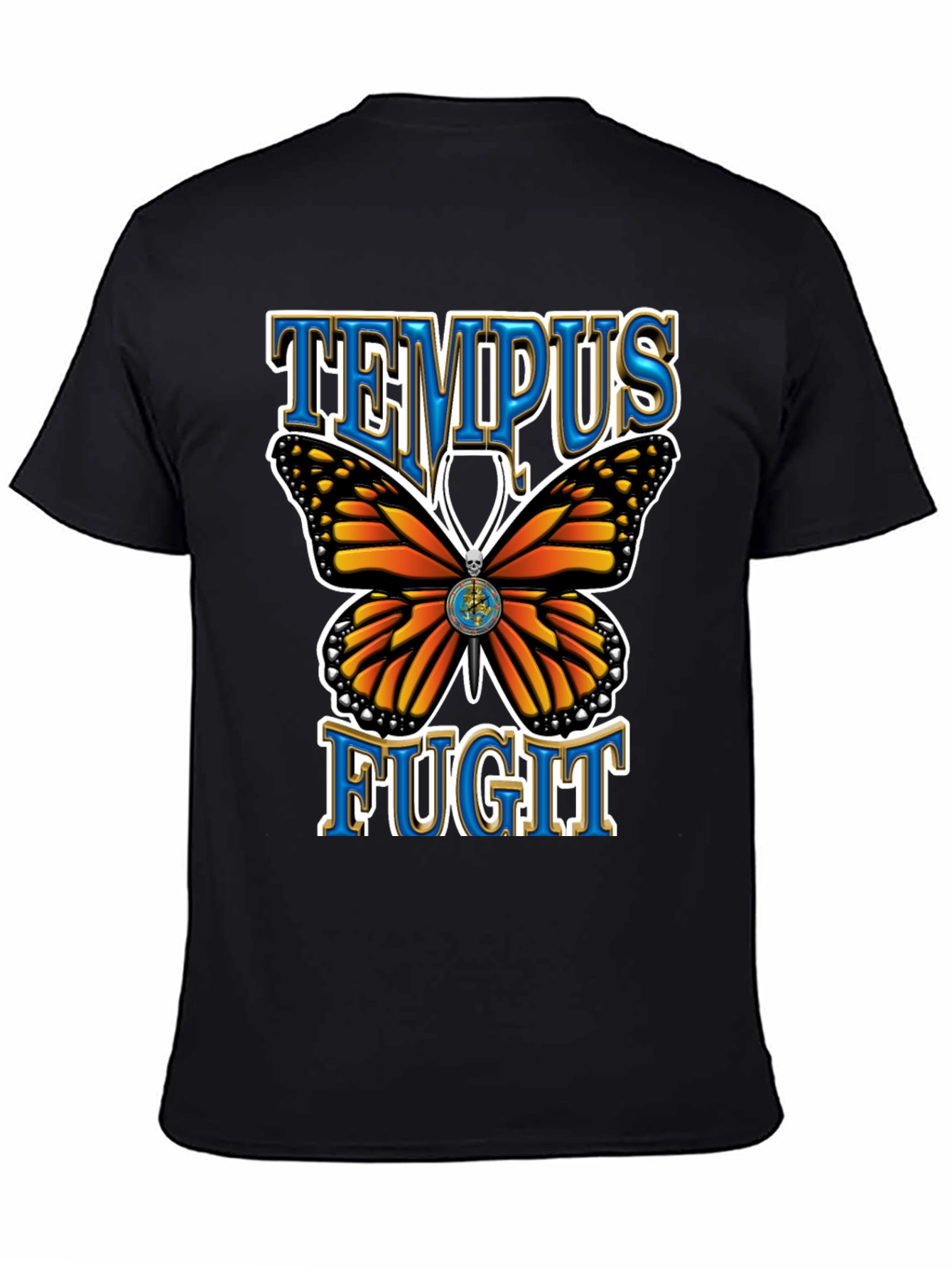 Black Tempus Fugit Butterfly Graphic Tee - Classic Black view 4