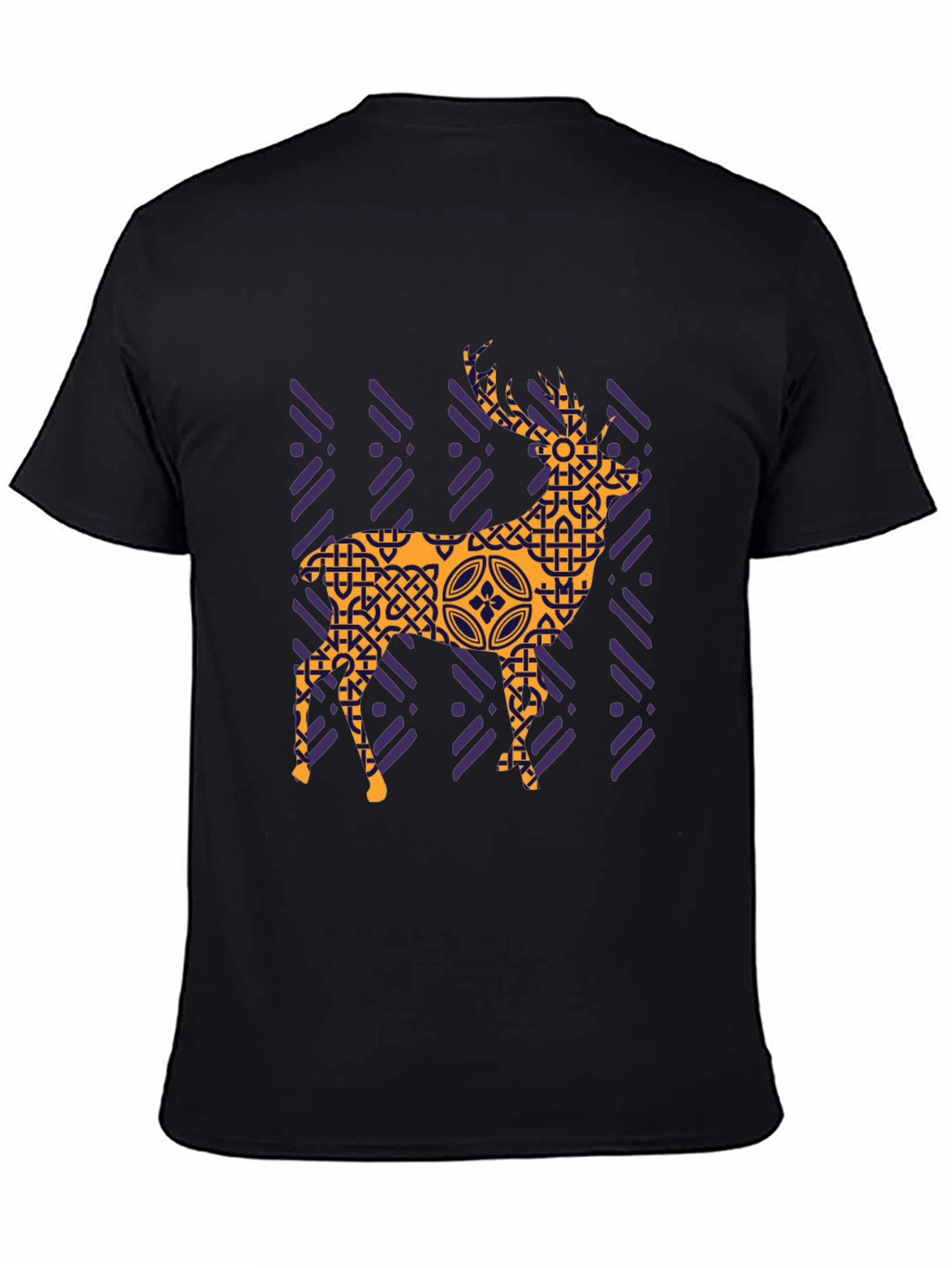 Black Geometric Deer Graphic Tee - Black view 4