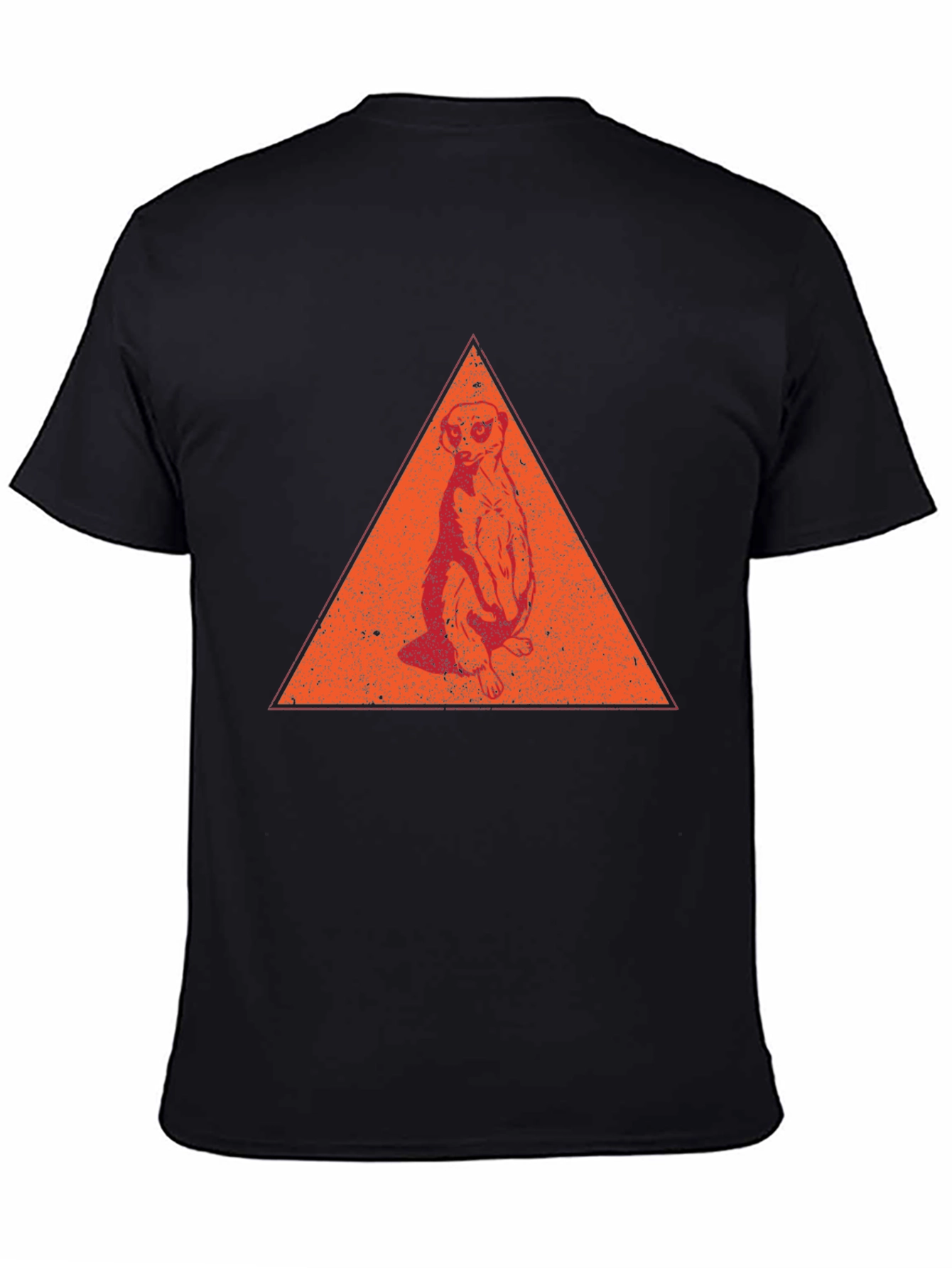 Black Meerkat Triangle Graphic Tee - Casual Black T-Shirt view 4