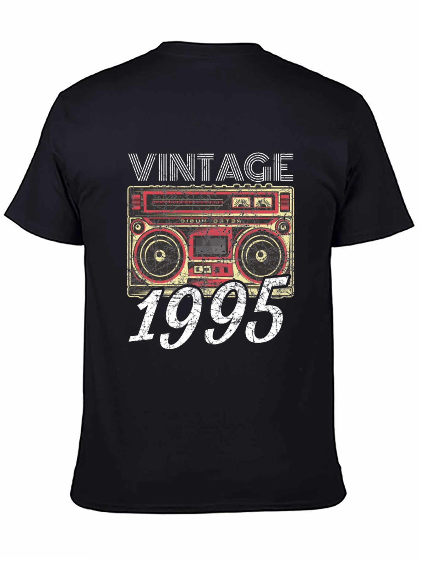 Black Vintage 1995 Cassette Player Graphic T-Shirt view 4