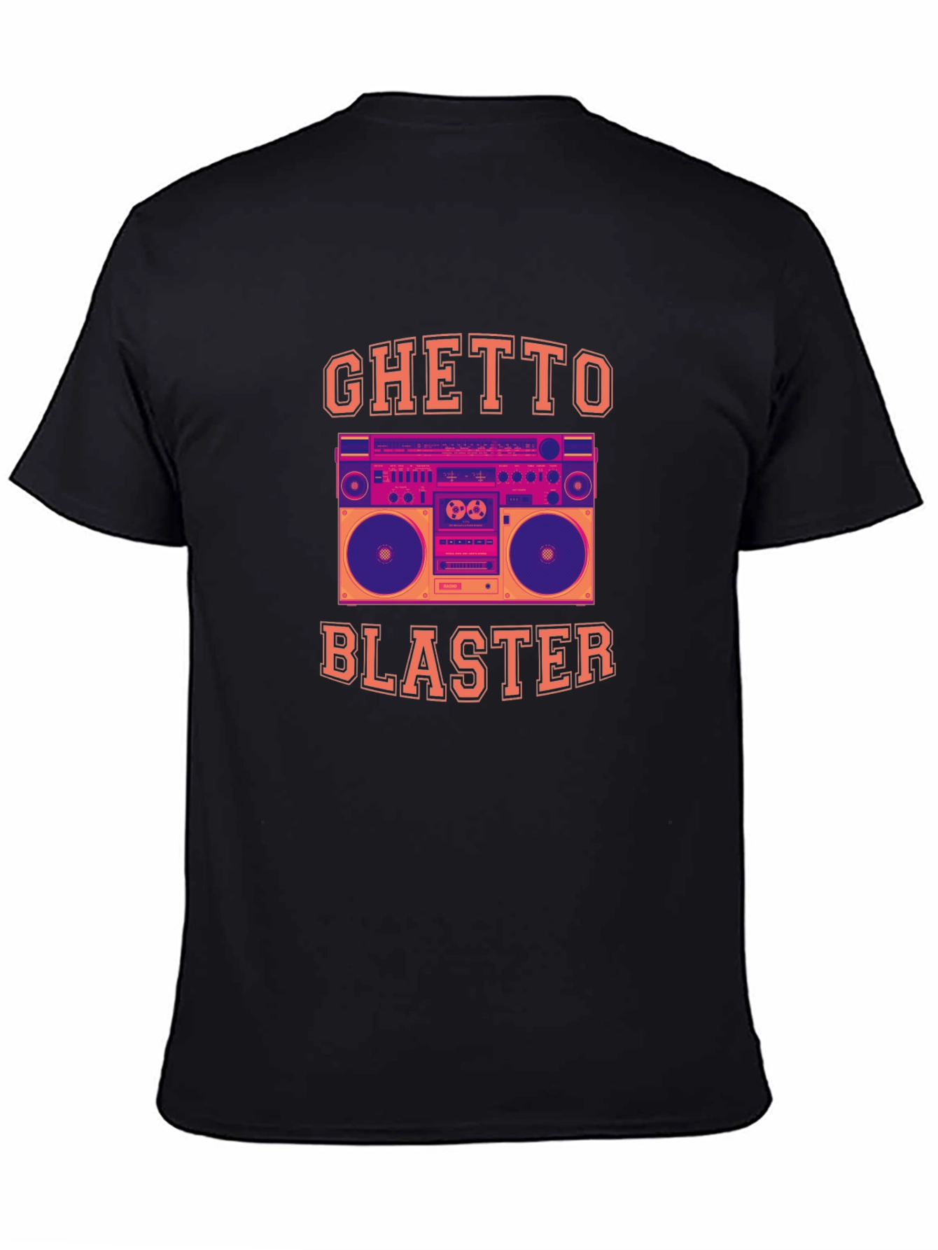 Black Ghetto Blaster Graphic Tee - Retro Boombox T-Shirt view 4