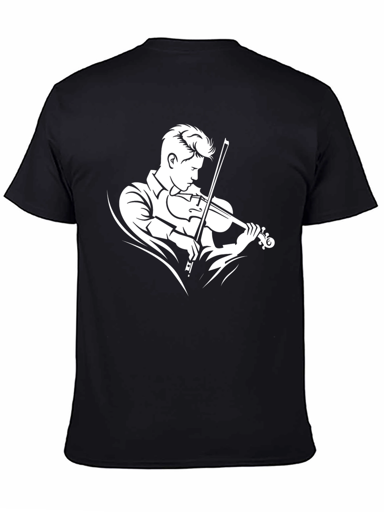 Violinist Graphic Tee - Black Cotton T-Shirt - 4