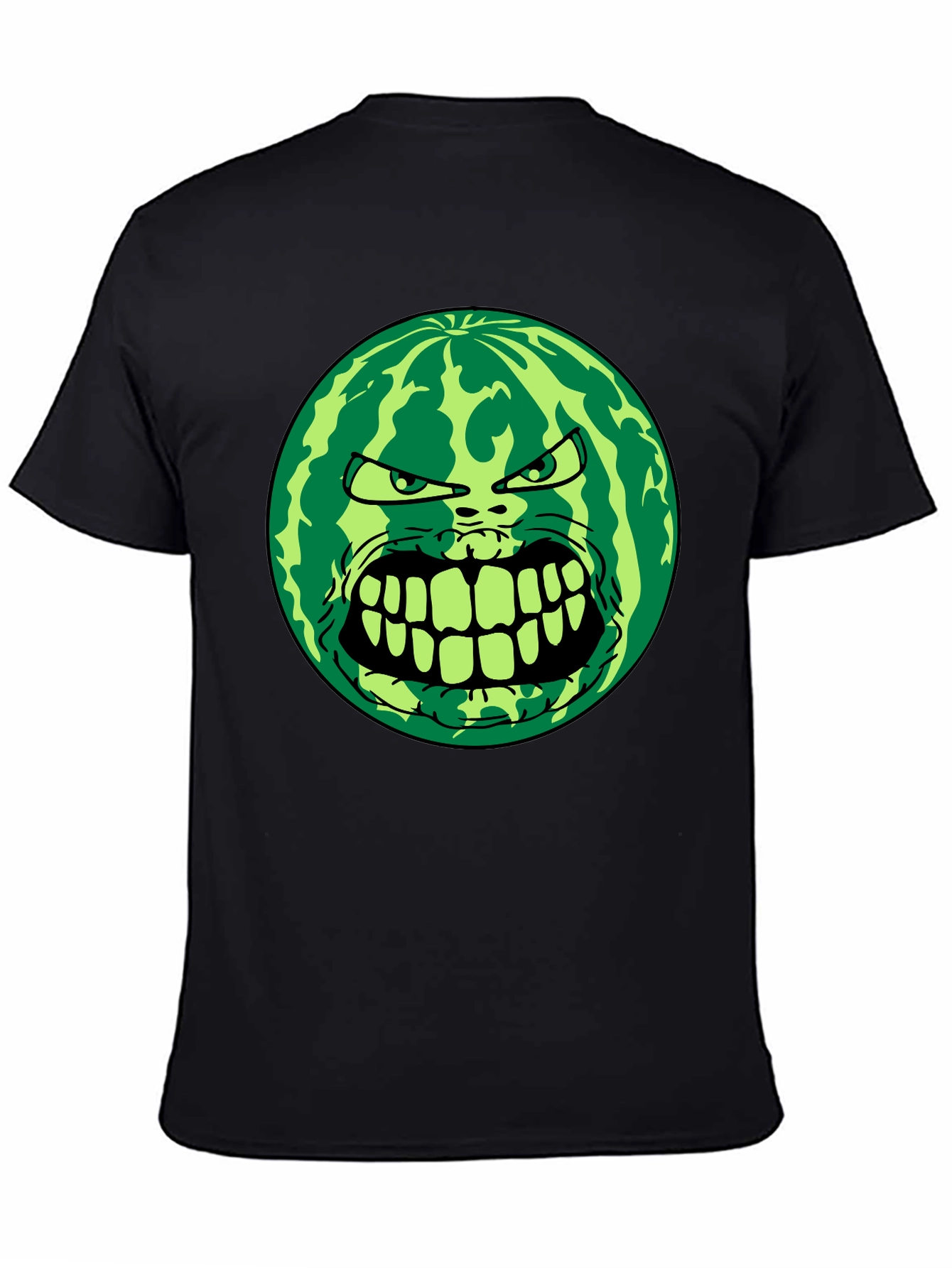 Black Angry Watermelon Graphic Tee - Black Cotton Blend view 4