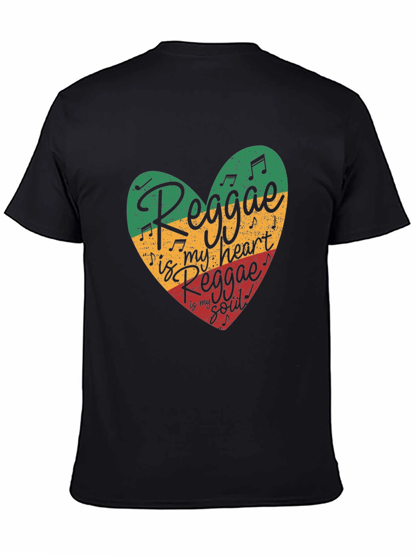Black Reggae Heart T-Shirt - Music Lover Tee view 4
