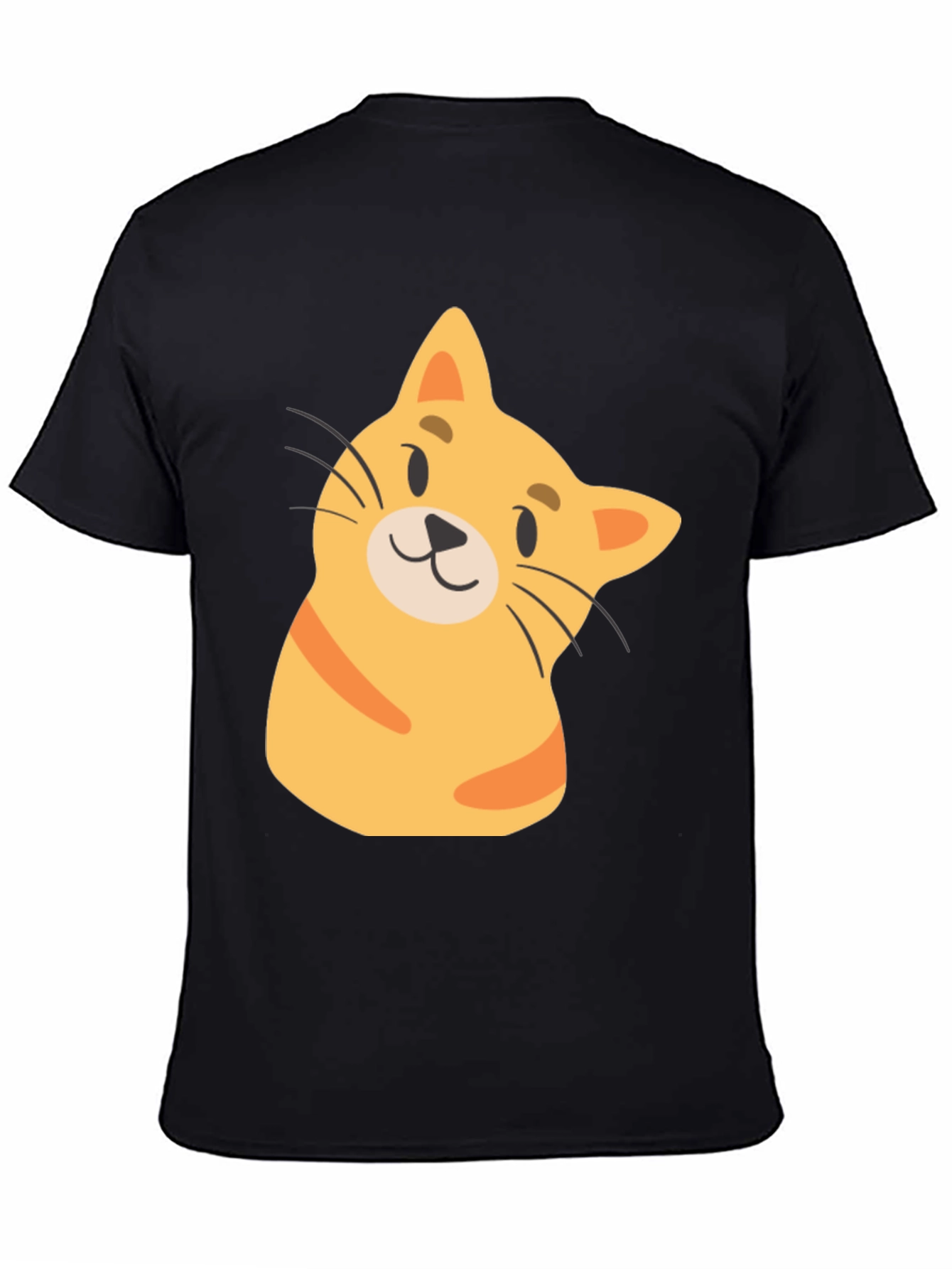 Black Cute Cartoon Cat Black T-Shirt view 4