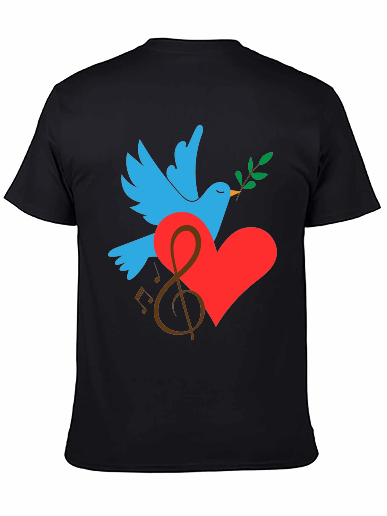 Black Peace Dove Graphic Print Black T-Shirt view 4