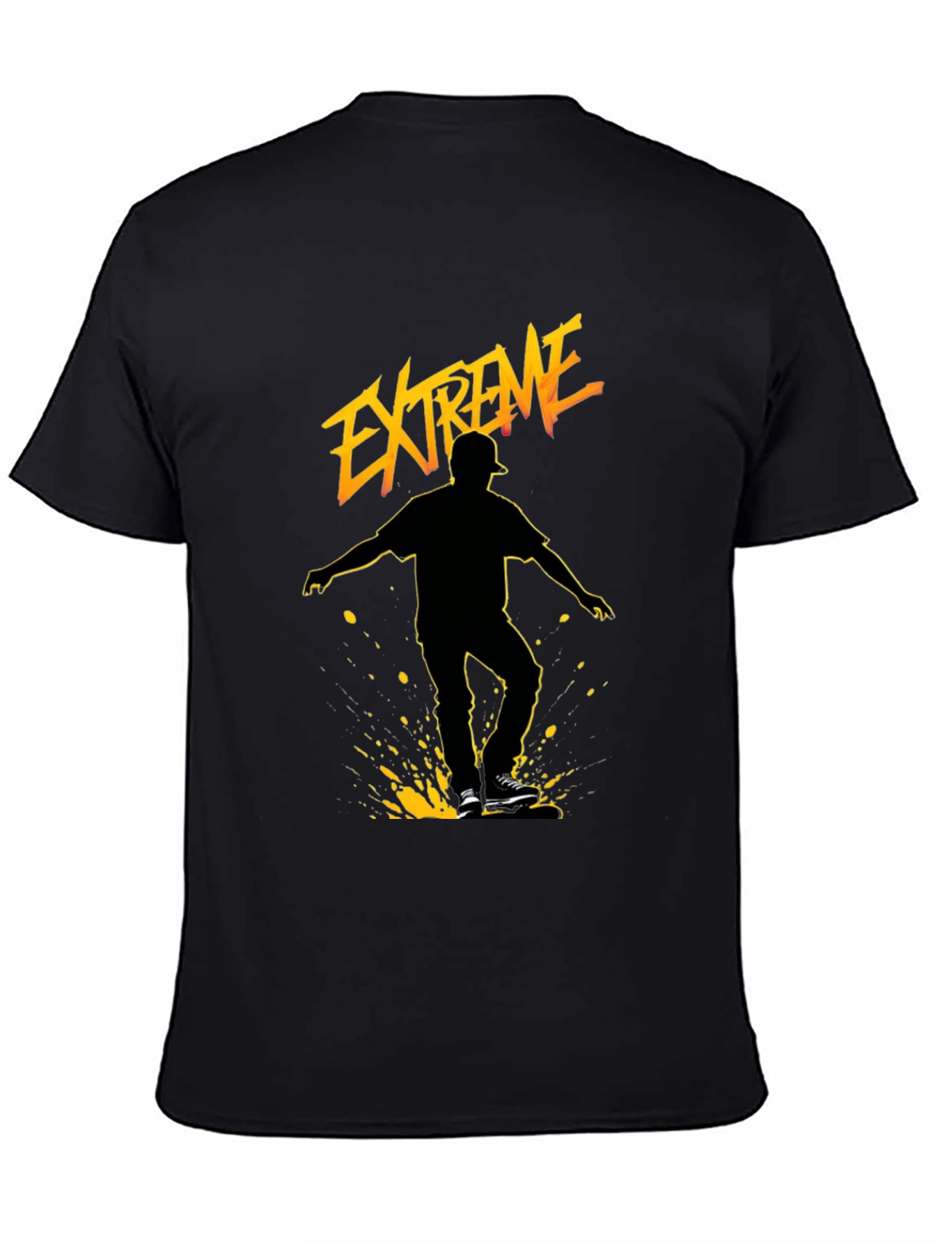 Black Extreme Skater Graphic Tee - Black Cotton Blend view 4