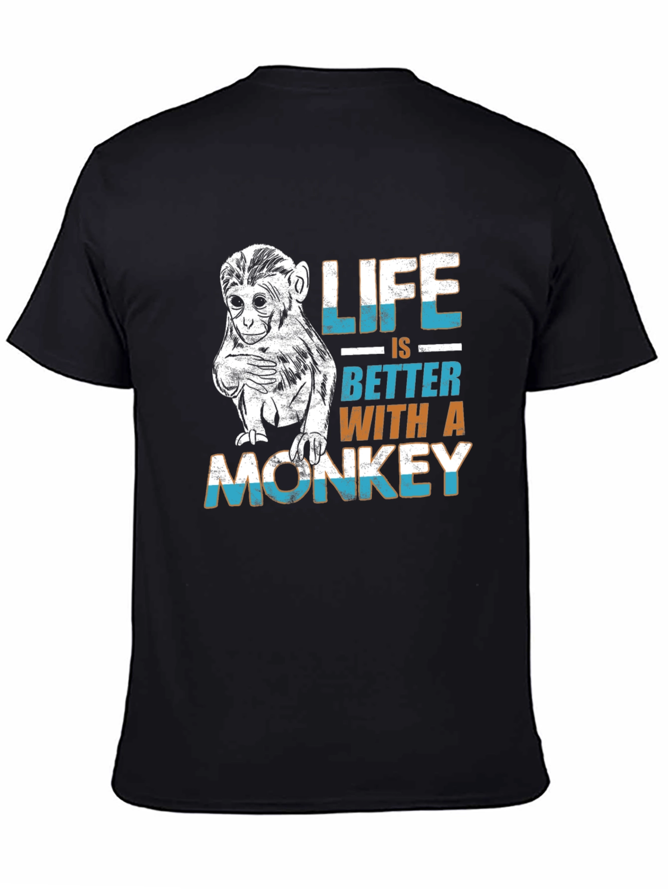 Black Life is Better Monkey Graphic Tee view 4
