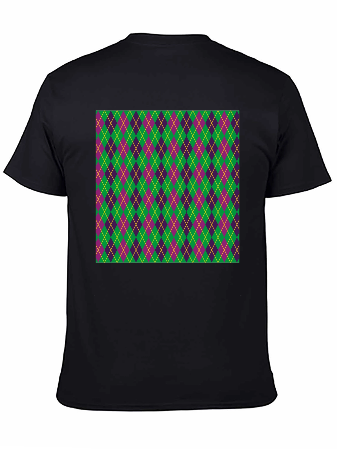 Black Mardi Gras Argyle T-Shirt, Festival Fashion view 4