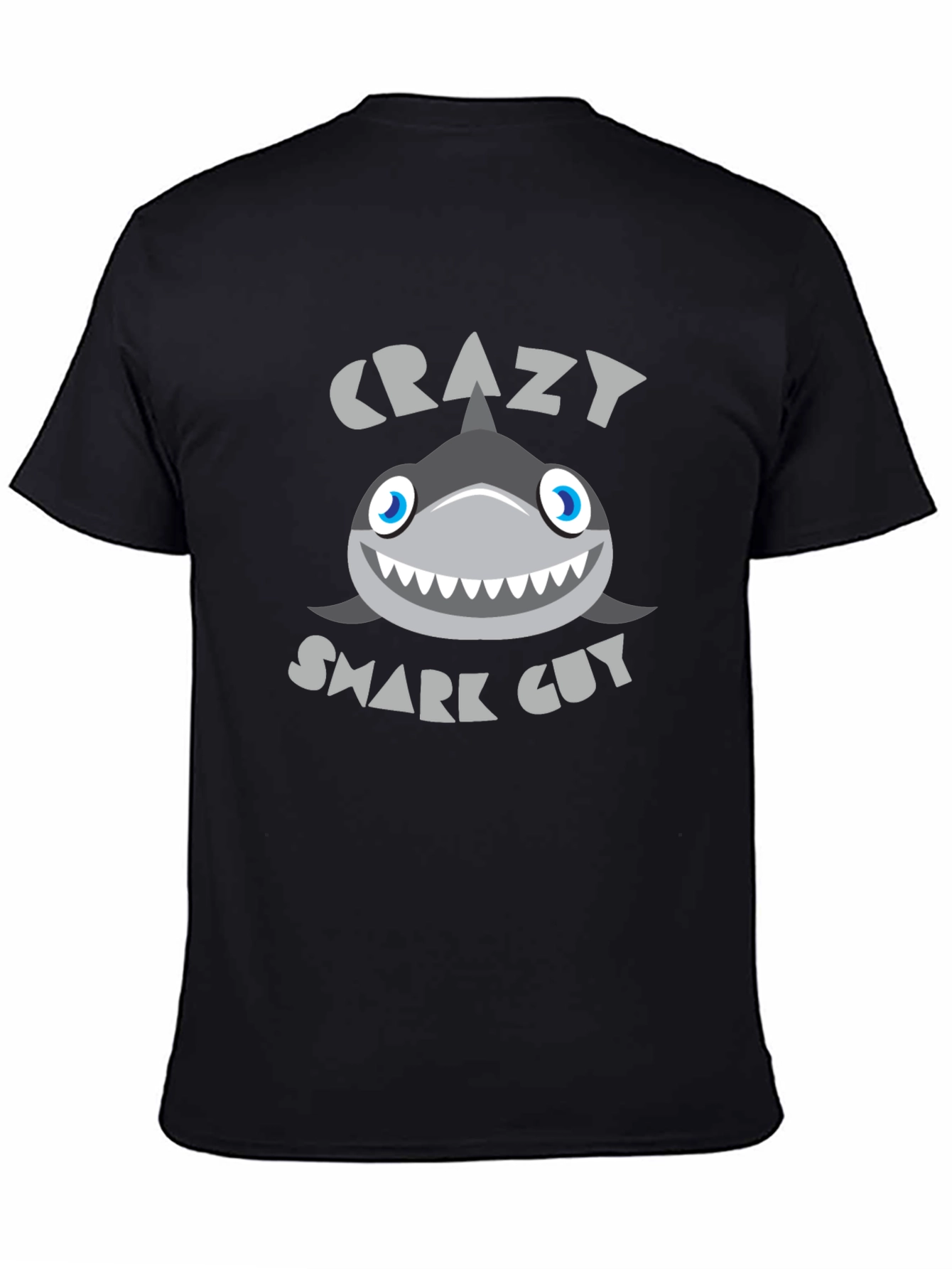 Black Crazy Shark Guy Black Graphic Tee view 4