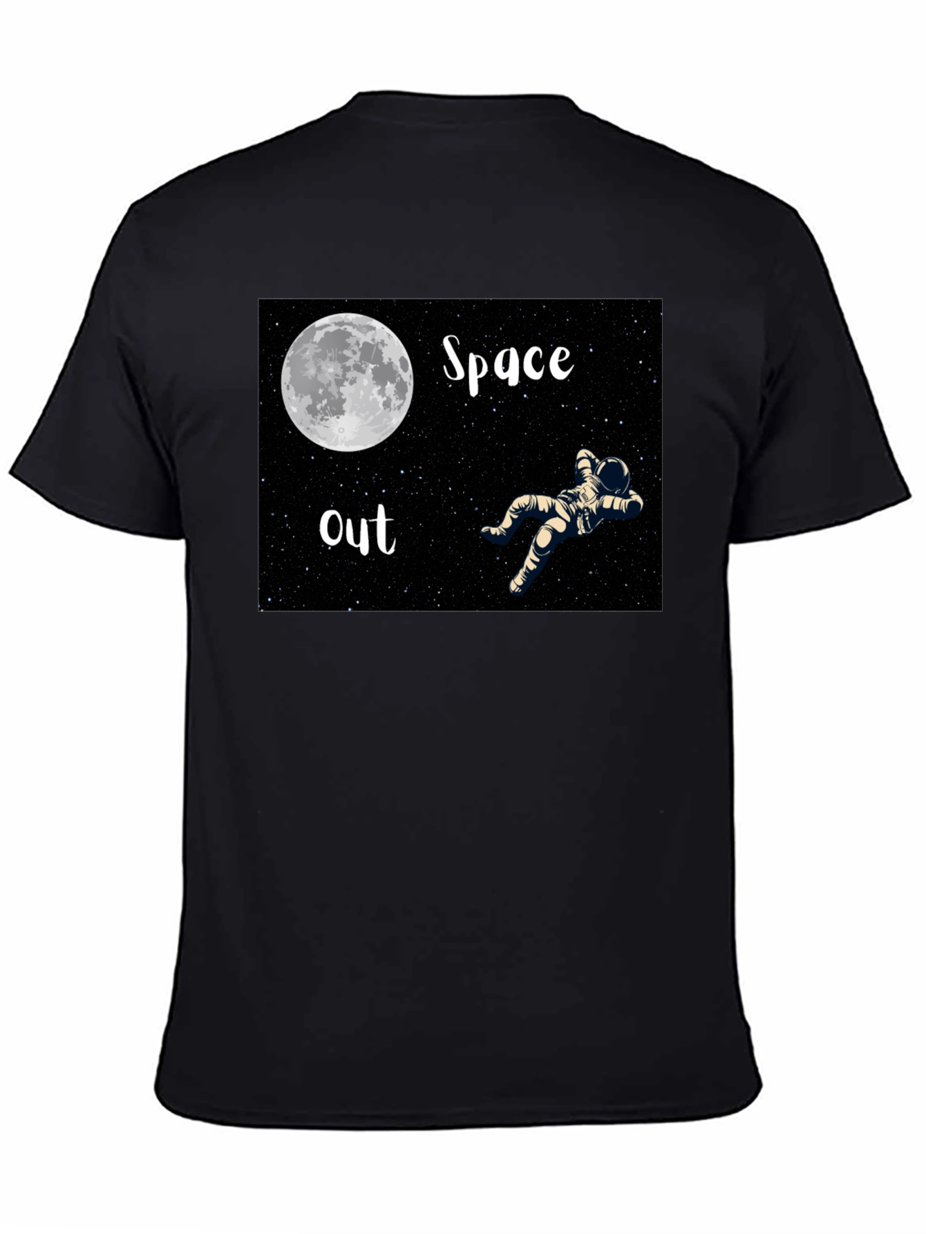 Space Out Black T-Shirt - Astronaut Moon Design - 4