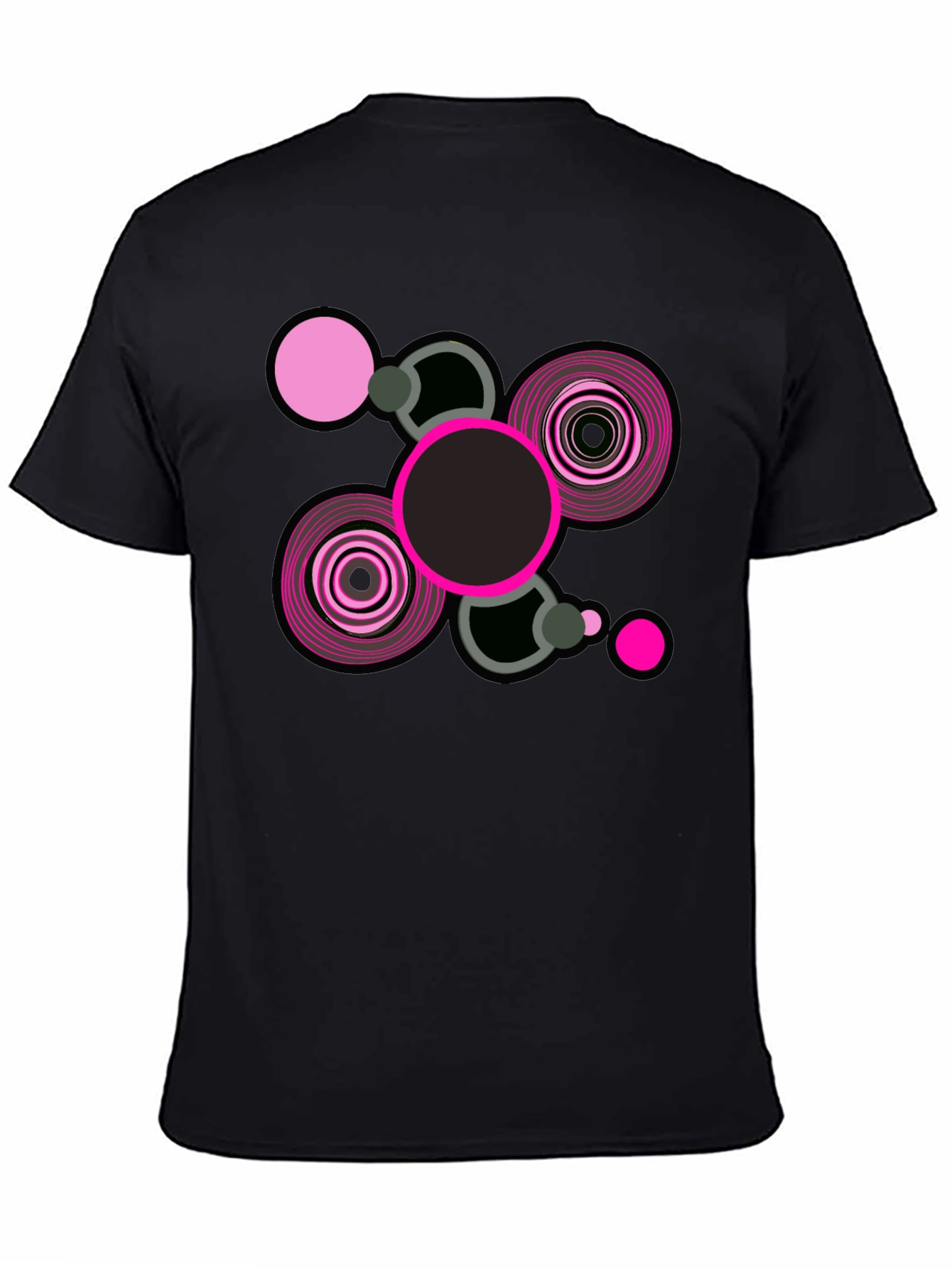 Black Abstract Geometric Graphic Print Black T-Shirt view 4