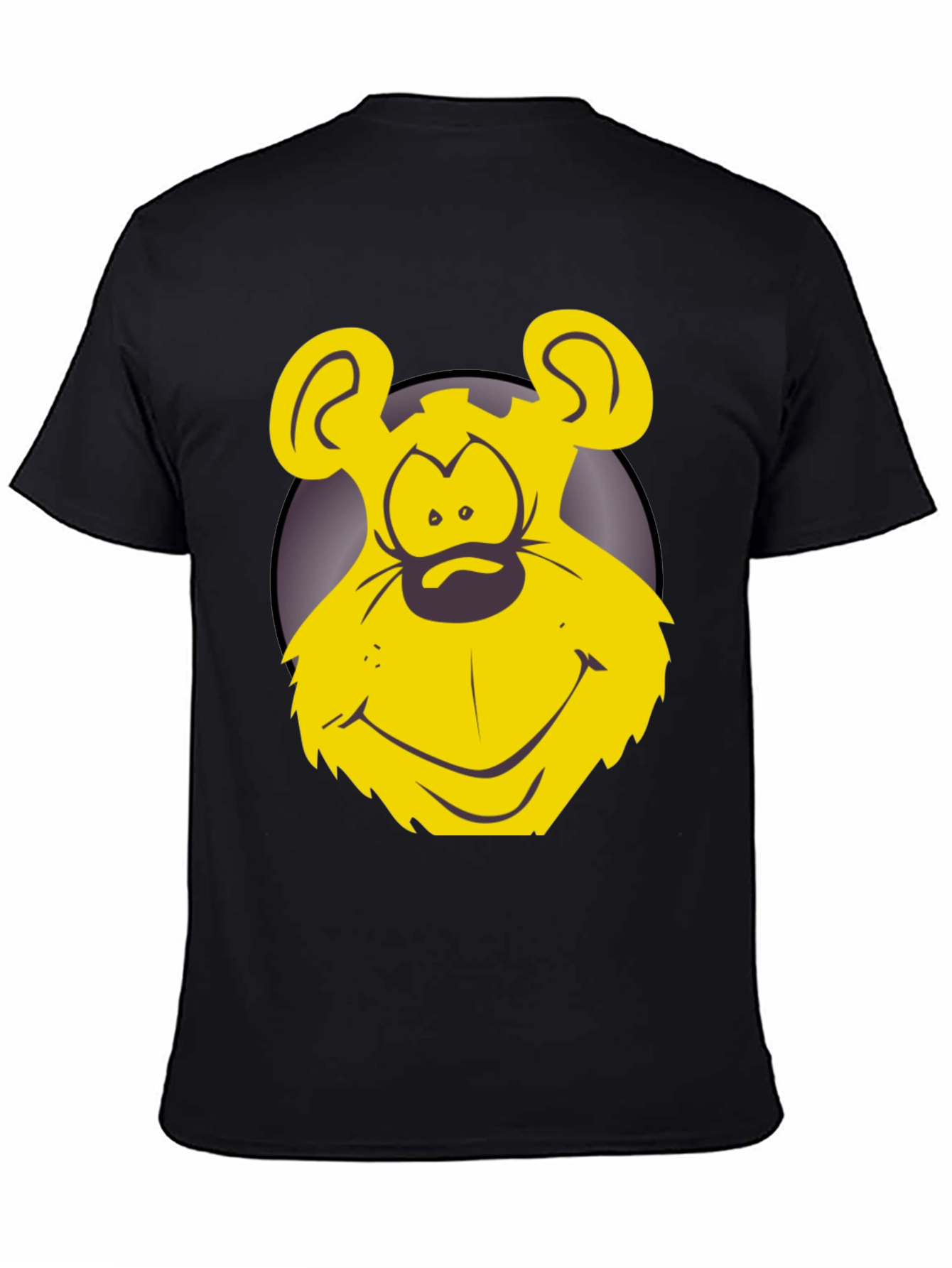 Black Funny Yellow Cartoon Bear Graphic T-Shirt view 4