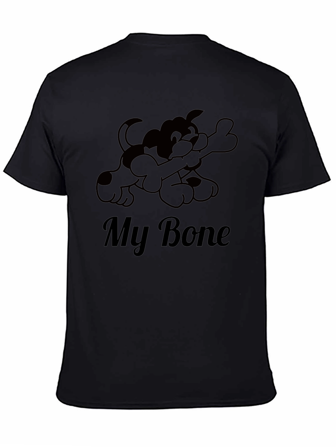 Black My Bone T-Shirt - Dog Cartoon Graphic Tee view 4