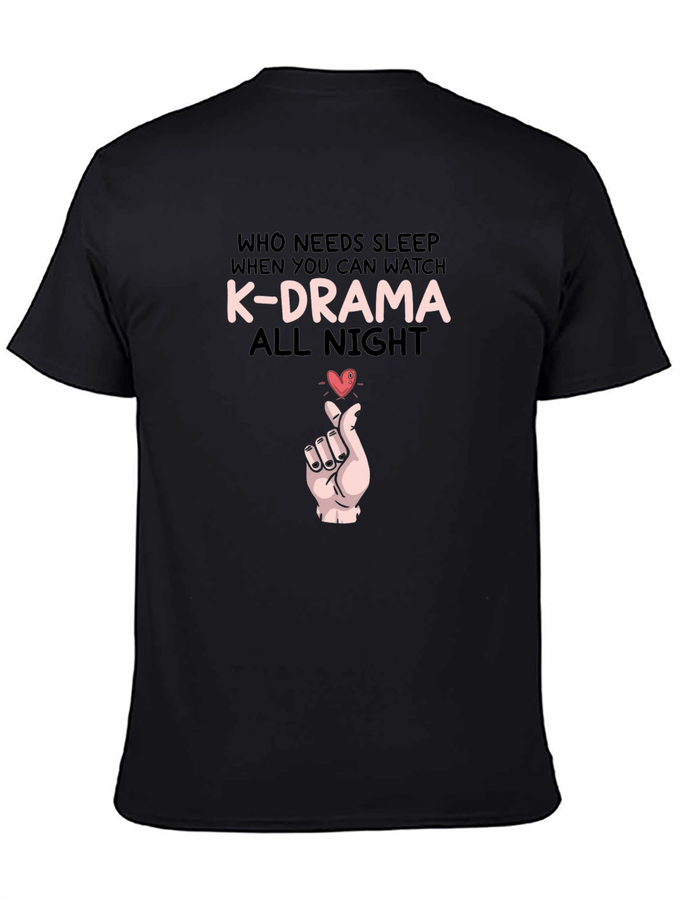 Black K-Drama All Night Graphic Tee view 4