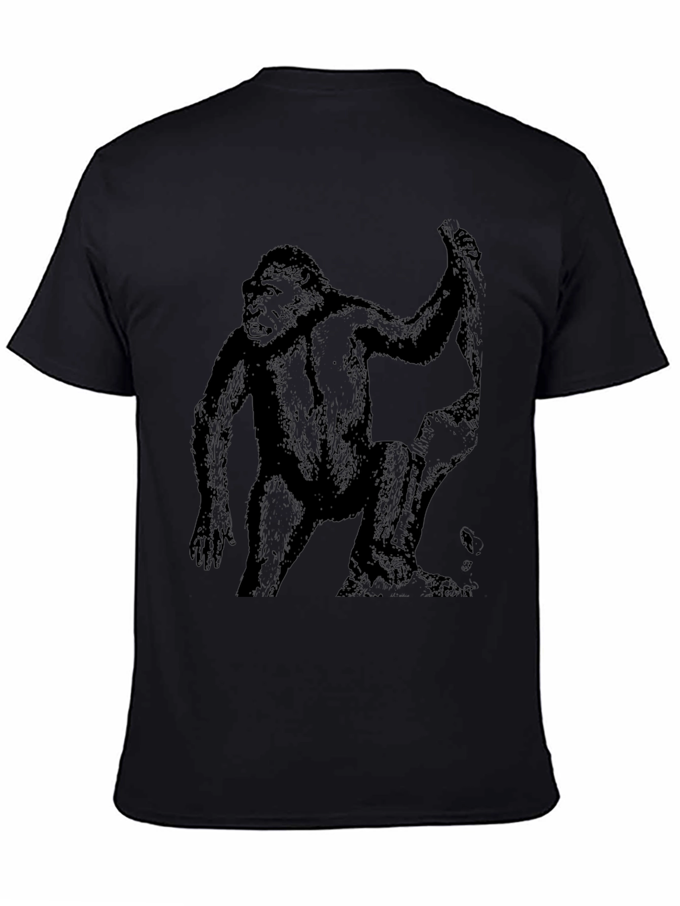 Black Gorilla Graphic Tee - Classic Black Cotton Shirt view 4