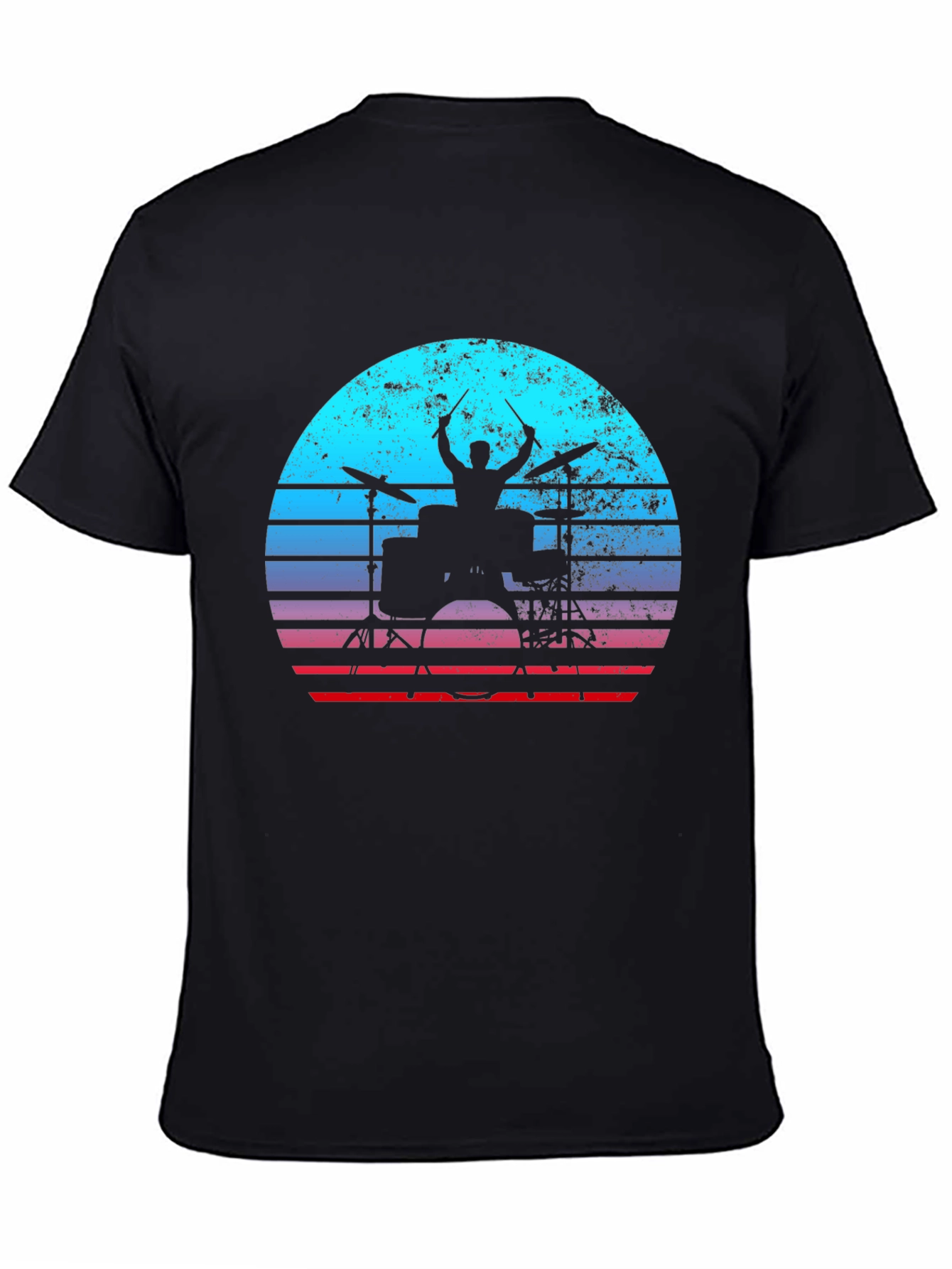 Black Drummer Sunset Graphic Tee - Music Lover Shirt view 4