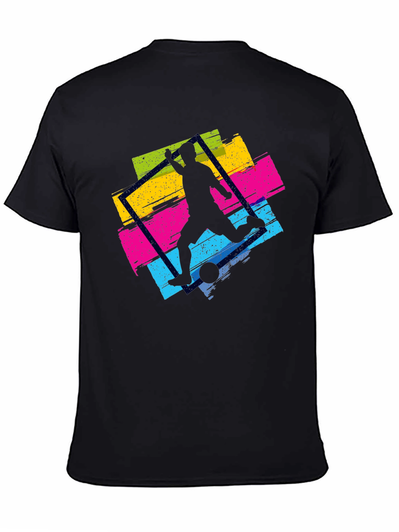 Black Vibrant Soccer Graphic Tee - Black Casual Shirt view 4