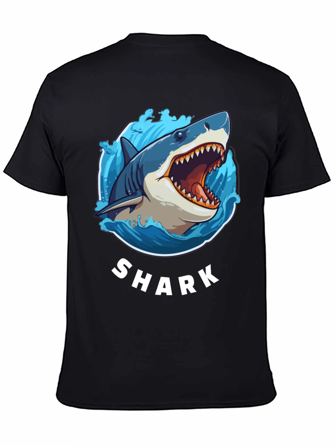 Black Shark Graphic Print Black T-Shirt view 4