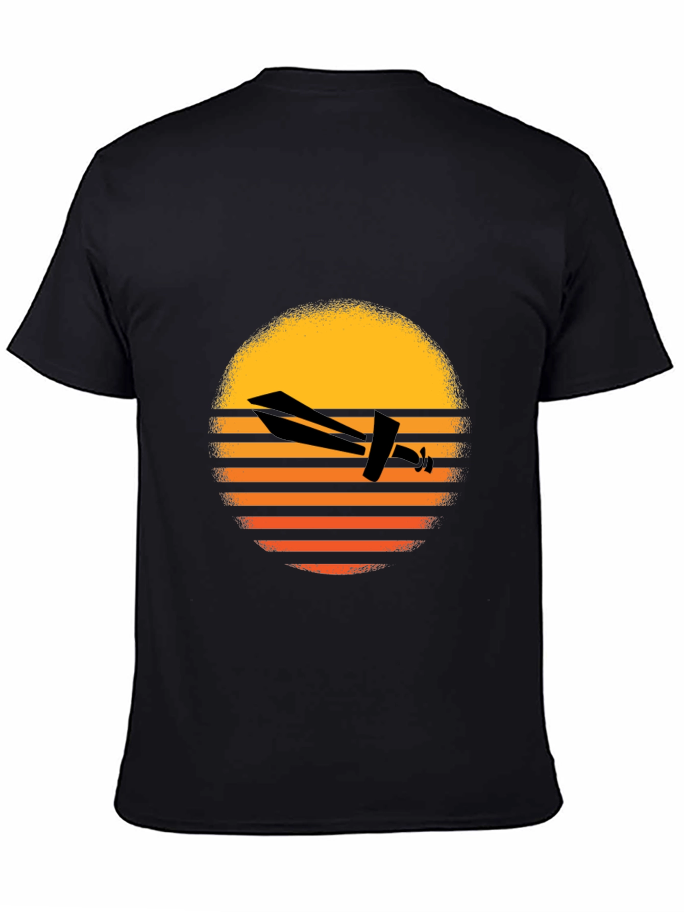 Retro Airplane Sunset Graphic Tee - Black - 4