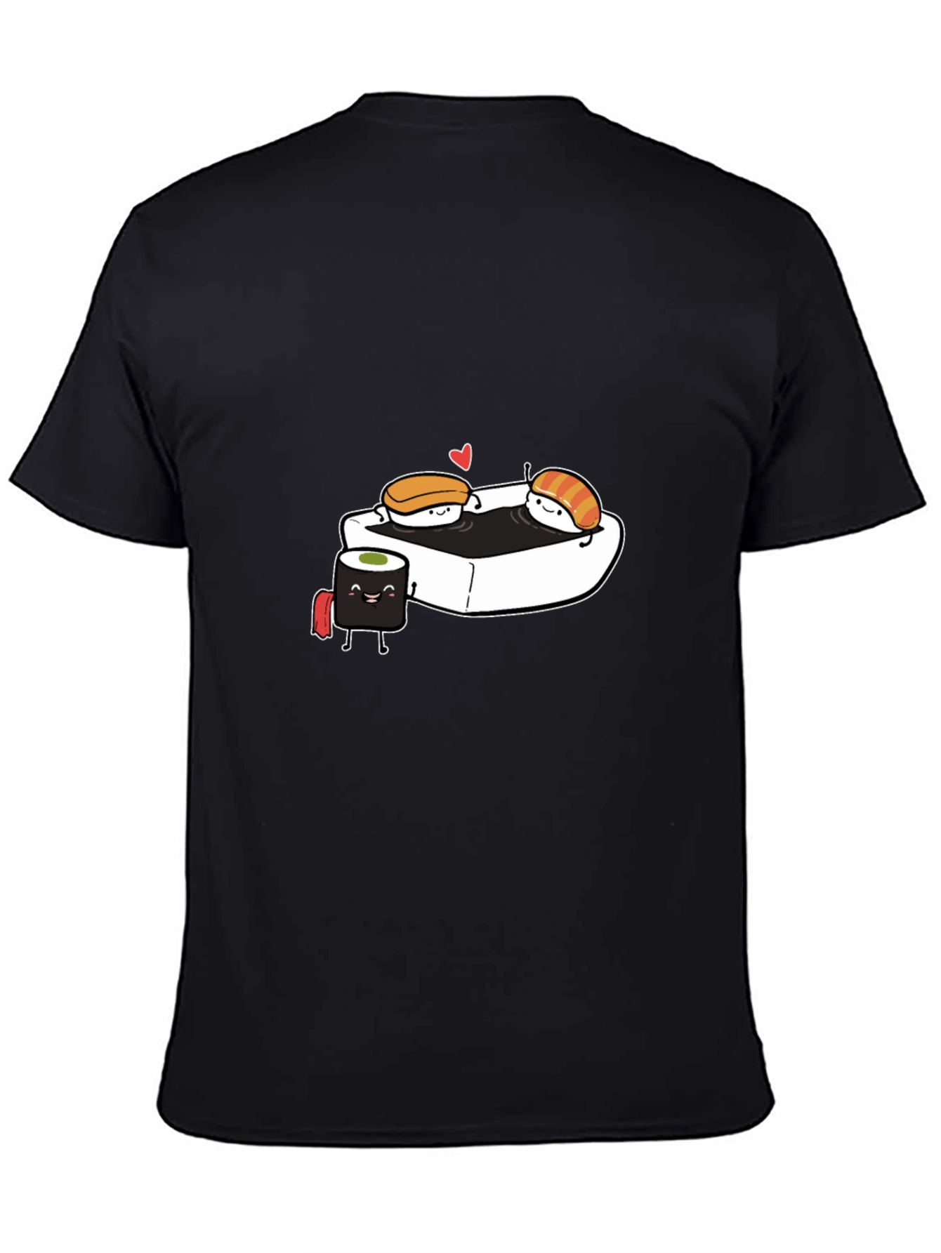 Black Sushi Love T-Shirt - Black Cotton Tee view 4