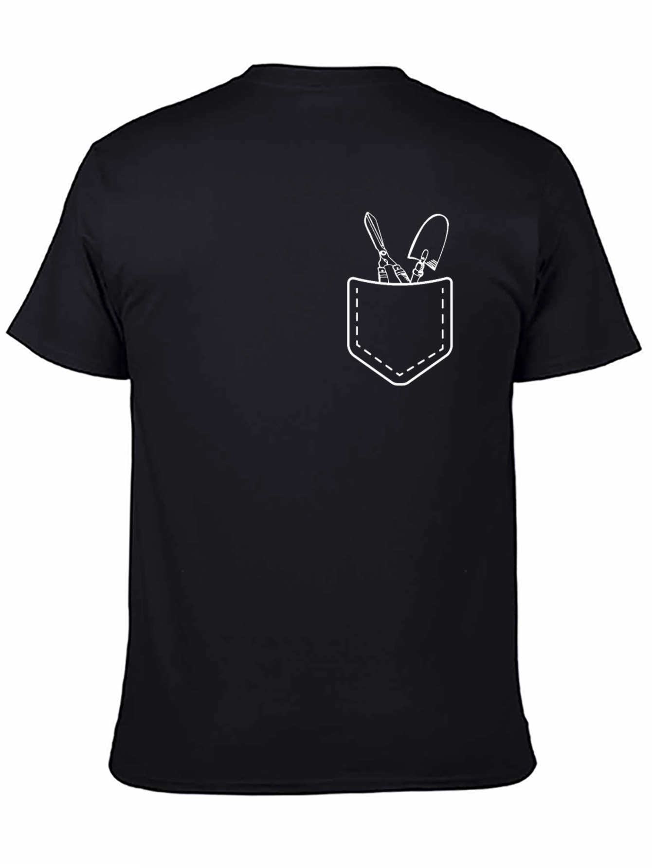 Black Gardener's Pocket T-Shirt - Black Crew Neck Tee view 4