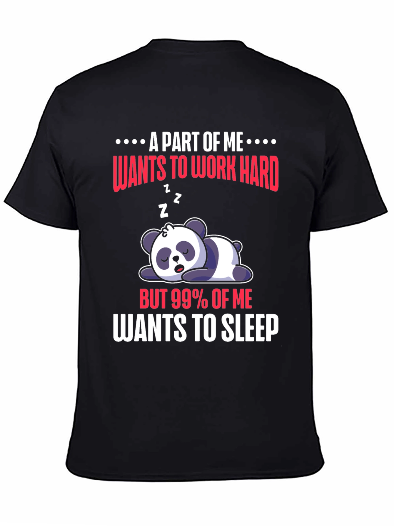Black Funny Panda "Wants to Sleep" Graphic Tee view 4